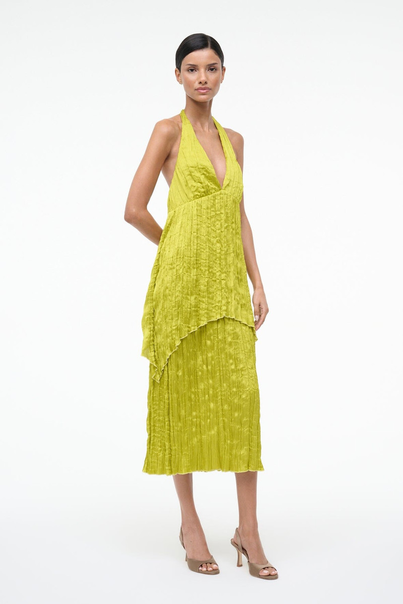 STAUD LAURIE DRESS CHARTREUSE 3