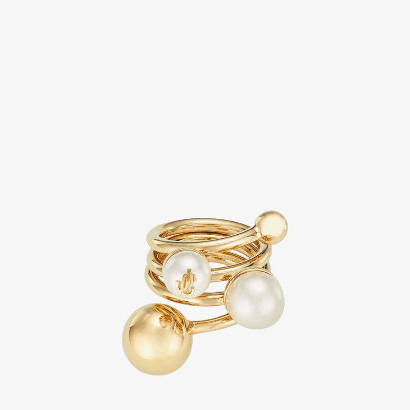 JC Multi Pearl Ring Gold-Finish Metal Ring with Pearls 1