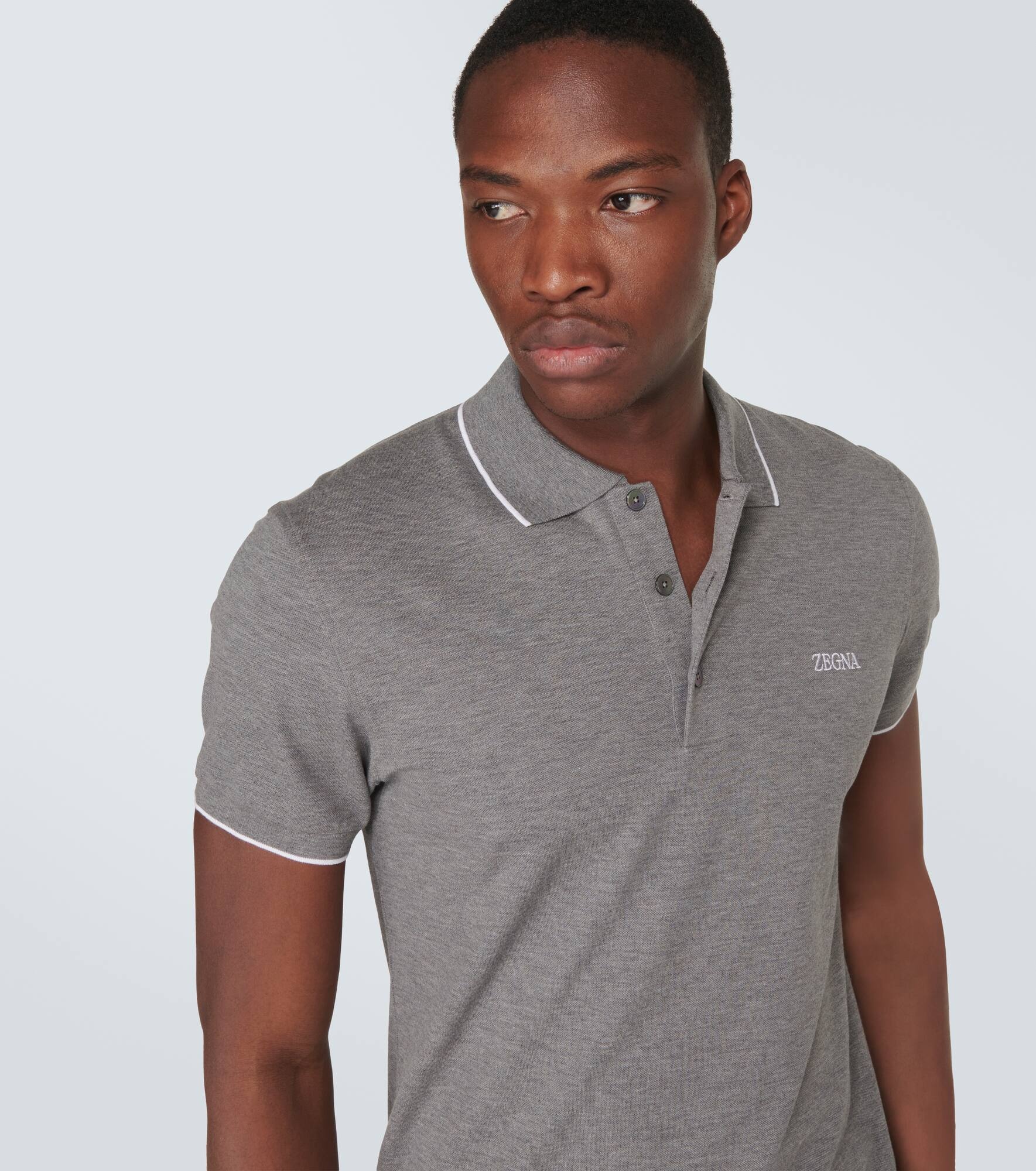 Logo cotton blend polo shirt - 5
