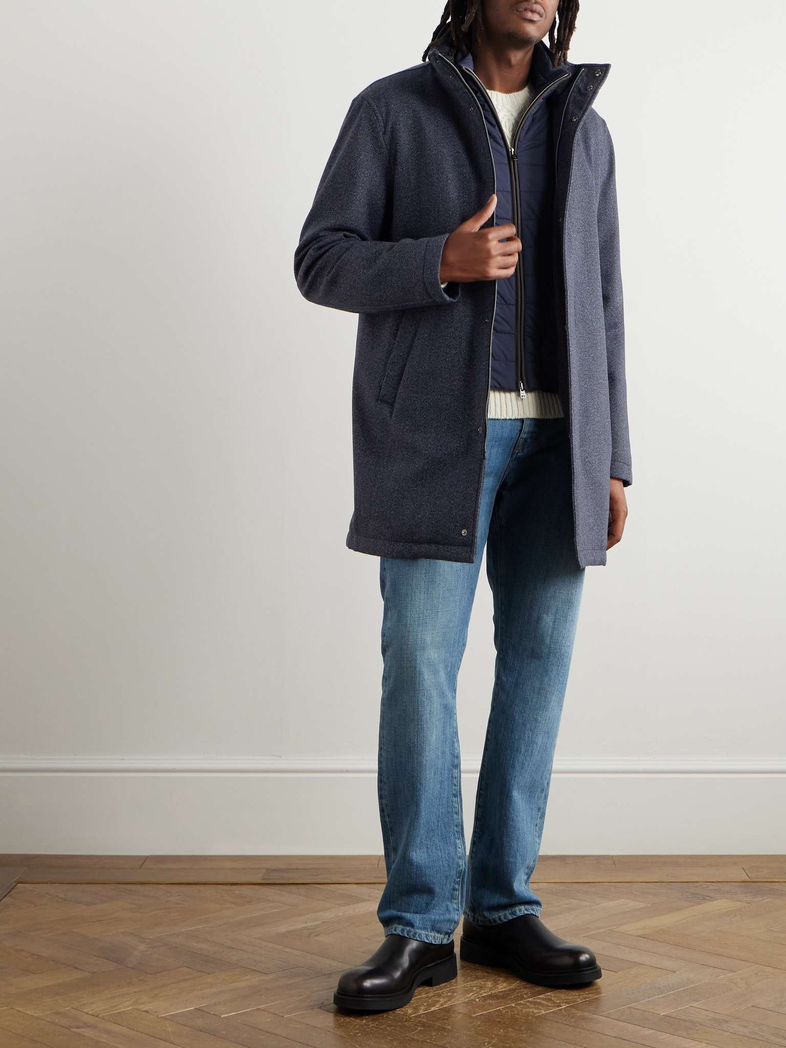 Layered Padded Herringbone Virgin Wool-Twill Coat - 2