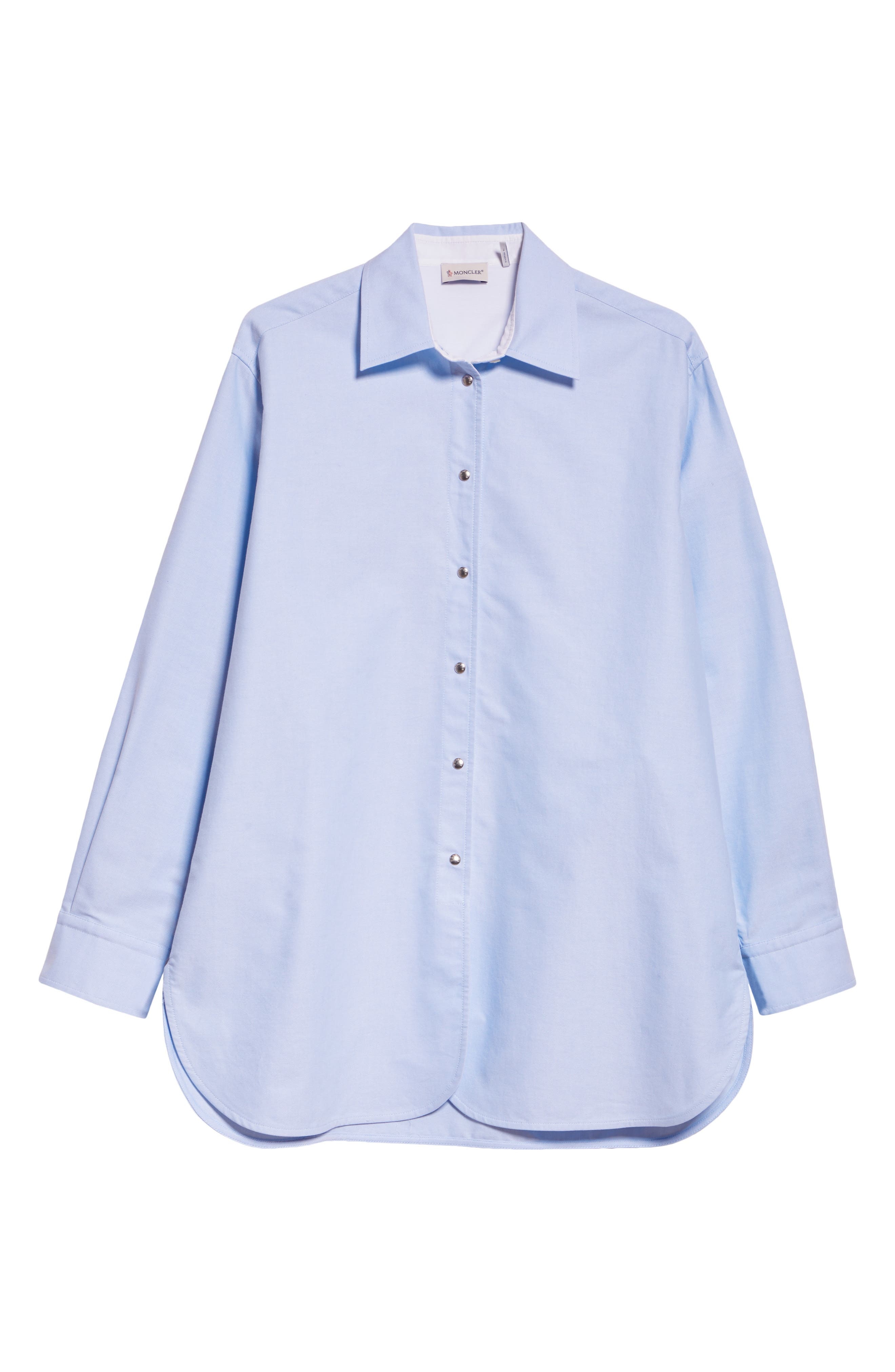 Moncler Cotton Oxford Snap-Up Shirt in Cool Blue at Nordstrom - 5