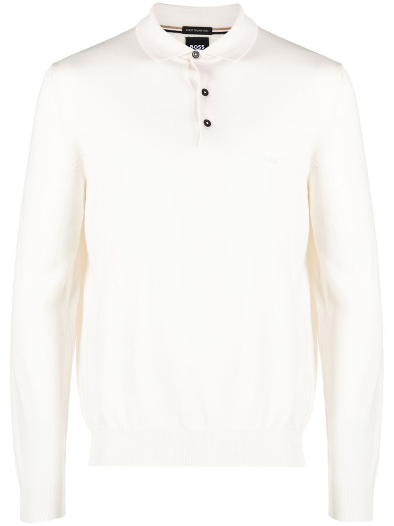 logo-embroidered virgin wool polo shirt 1