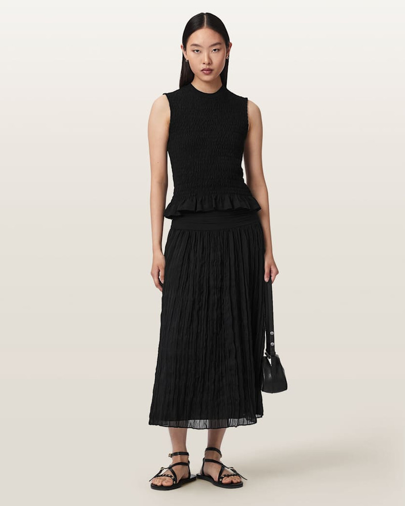 ALLSAINTS ASAL ASYMMETRIC RUCHED MAXI SKIRT outlook
