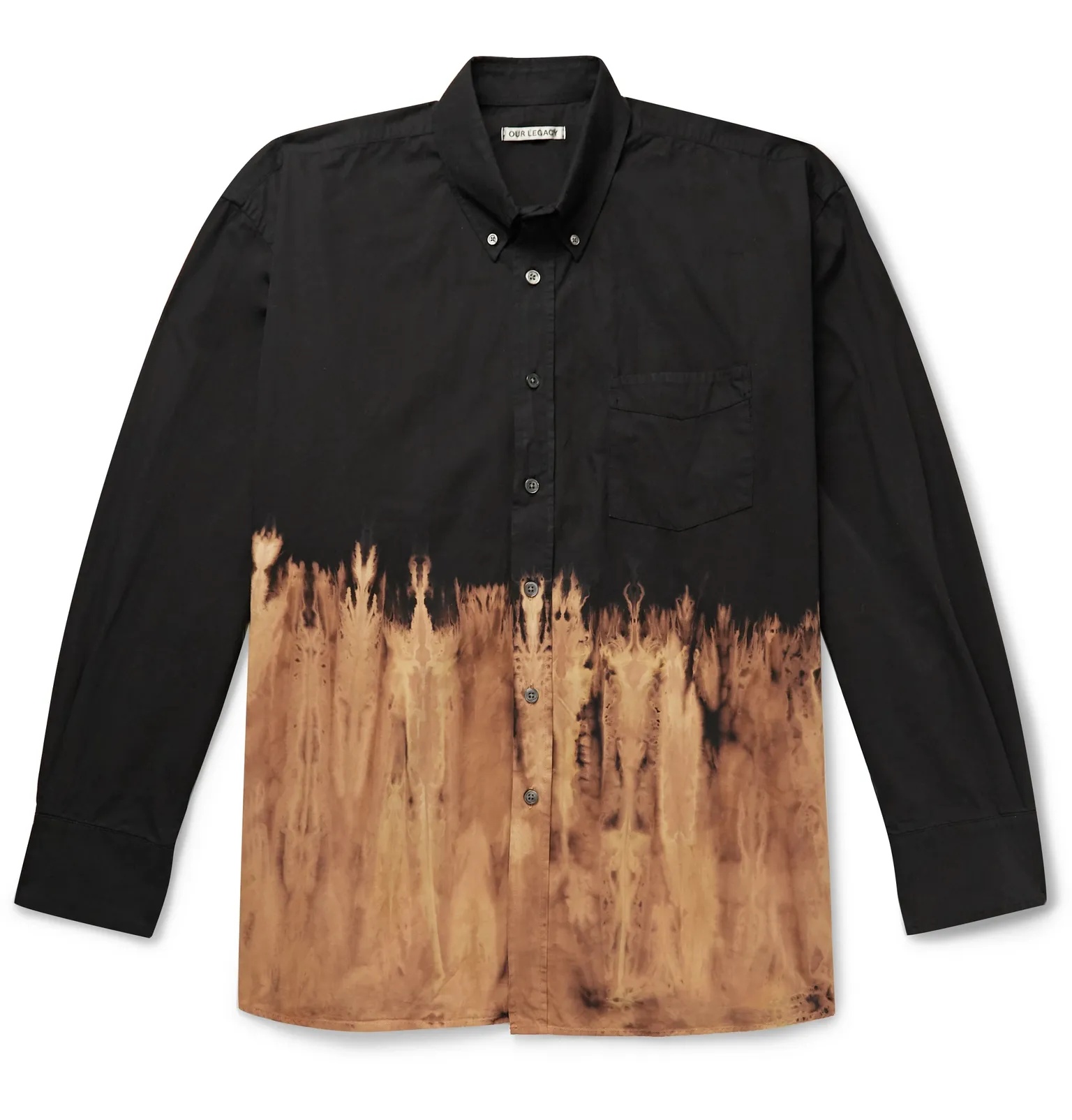 Oversized Button-Down Collar Dip-Dyed Cotton-Poplin Shirt - 1