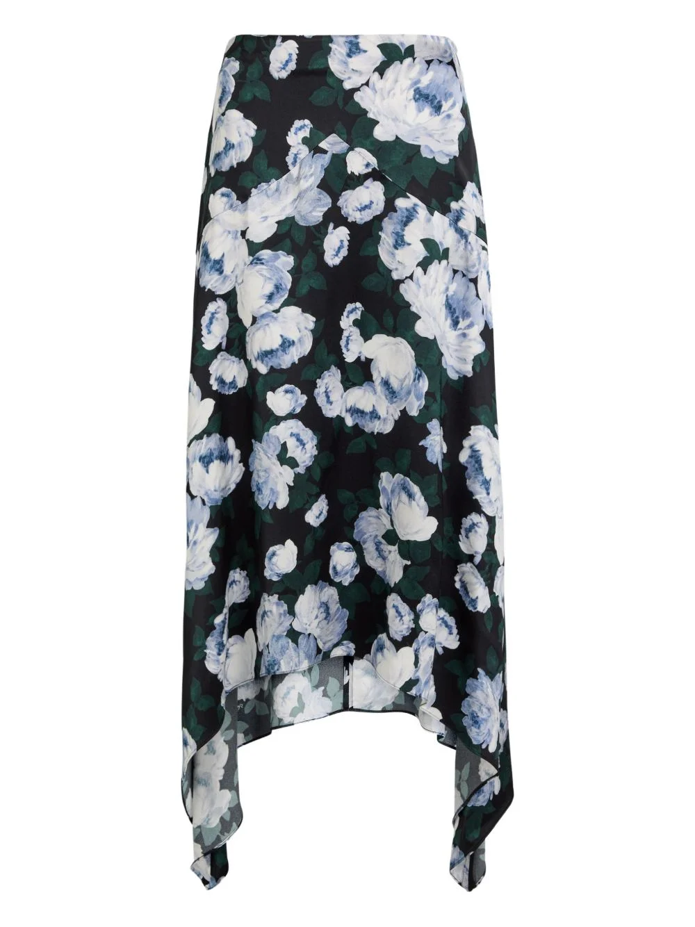 floral-pattern asymmetrical skirt - 1