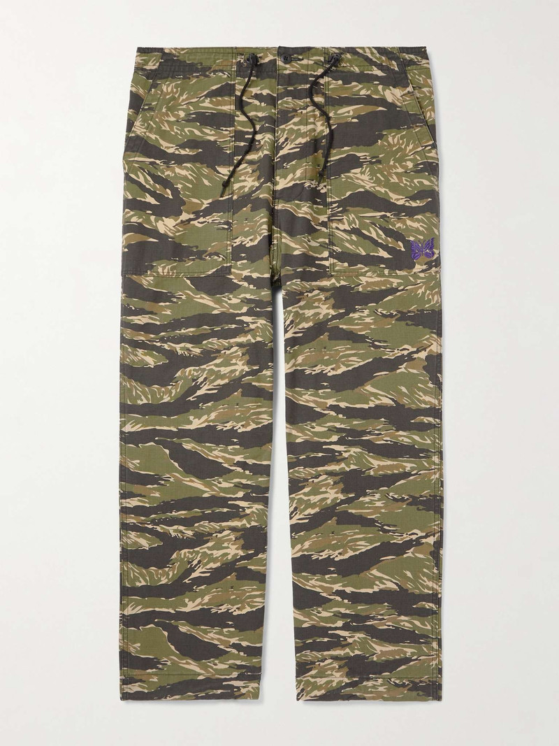 String Fatigue Straight-Leg Camouflage-Print Cotton-Ripstop Drawstring Trousers 1
