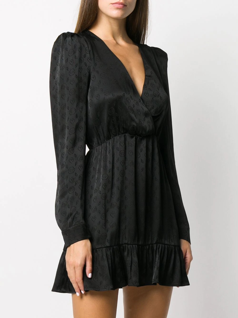 surplice jacquard dress - 3