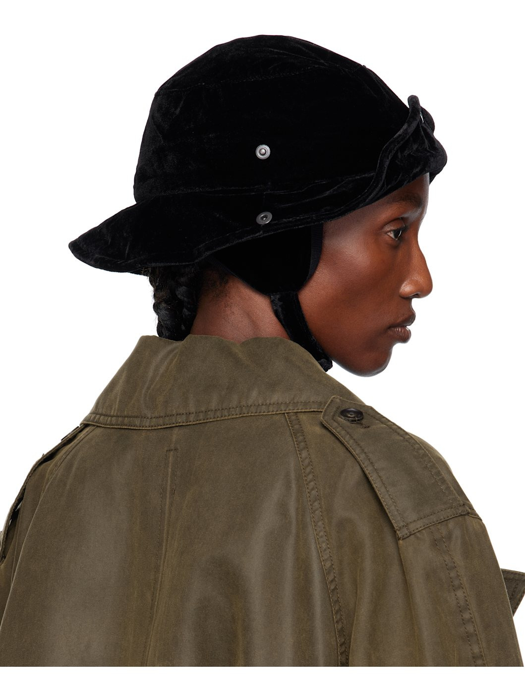 Black Detachable Ear Flap Bucket Hat - 3