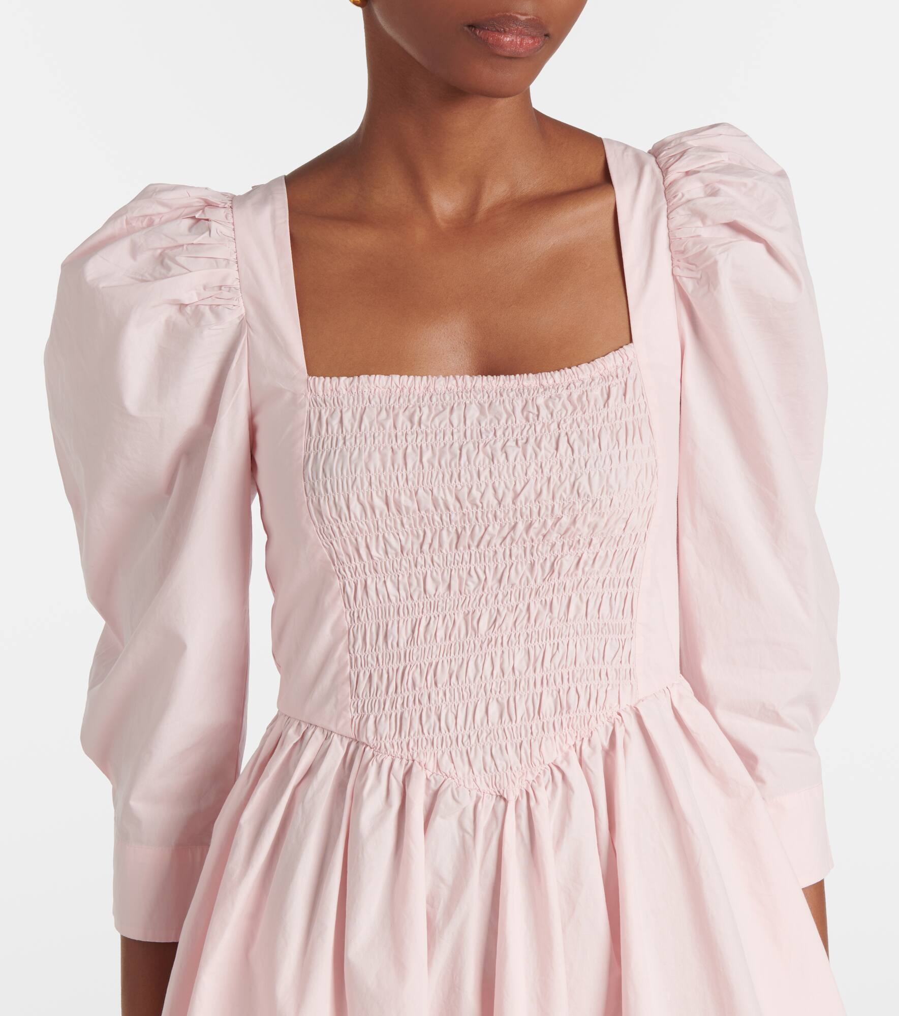 Smocked cotton poplin midi dress - 4