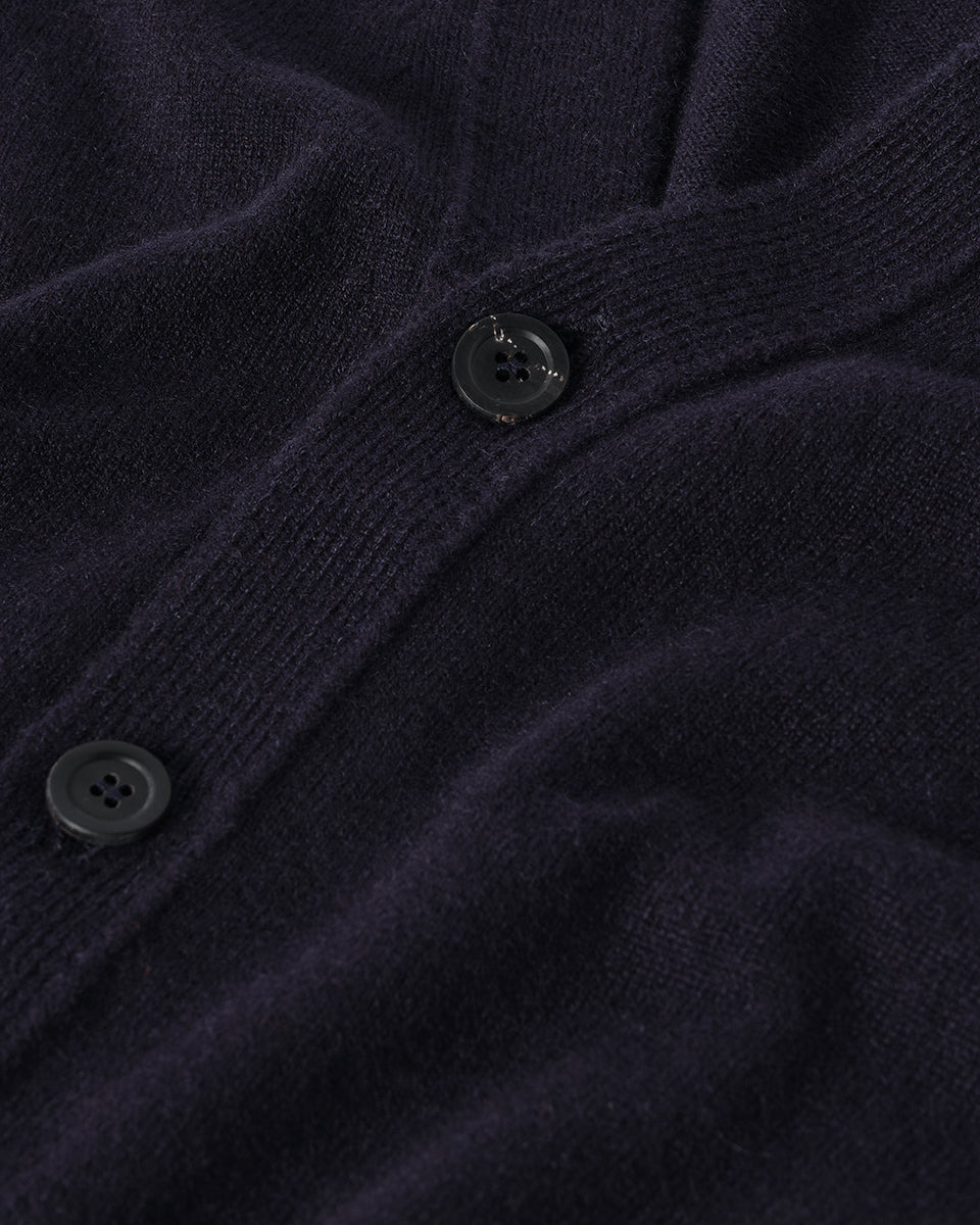 Classic Cashmere Navy Cardigan - 6