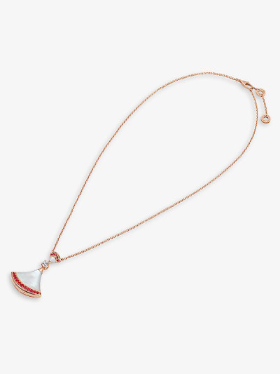 BVLGARI Divas' Dream 18ct rose-gold, mother-of-pearl, pavé ruby and 0.1ct diamond pendant necklace outlook