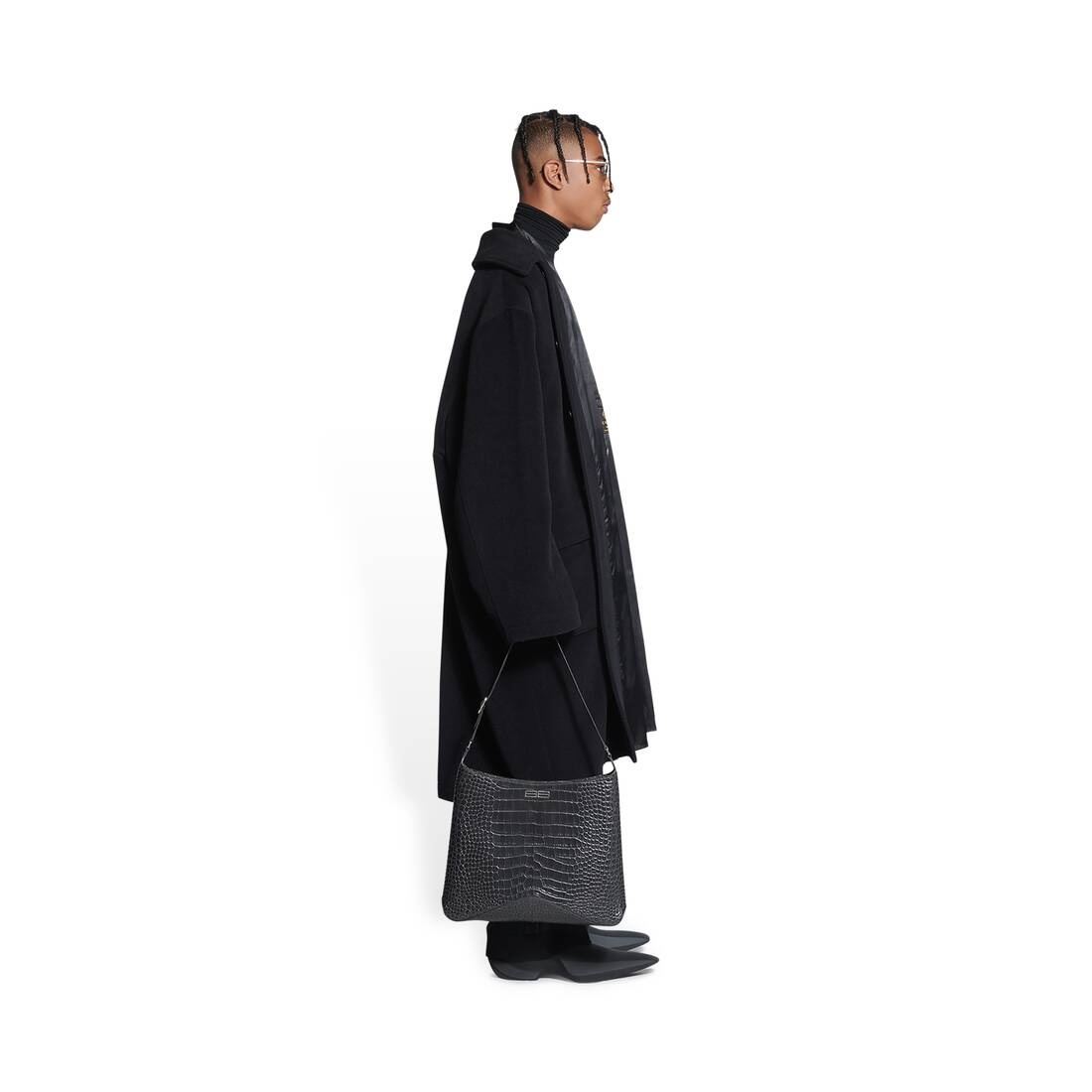 Men's Deconstructed Carcoat in Black - 3