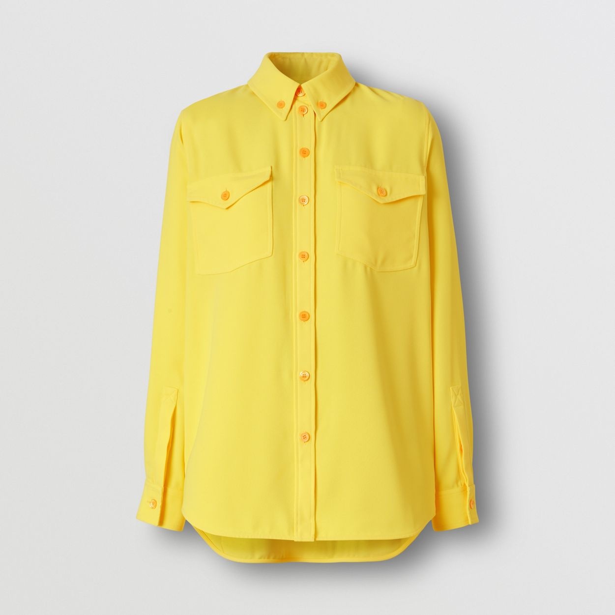 Button-down Collar Satin Shirt - 1