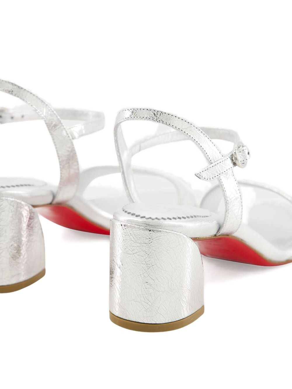 55mm metallic-effect leather ankle-strap sandals - 5