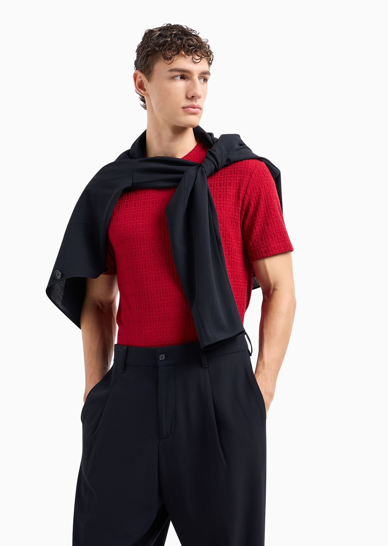 Viscose and cashmere jacquard jersey crew-neck T-shirt - 5