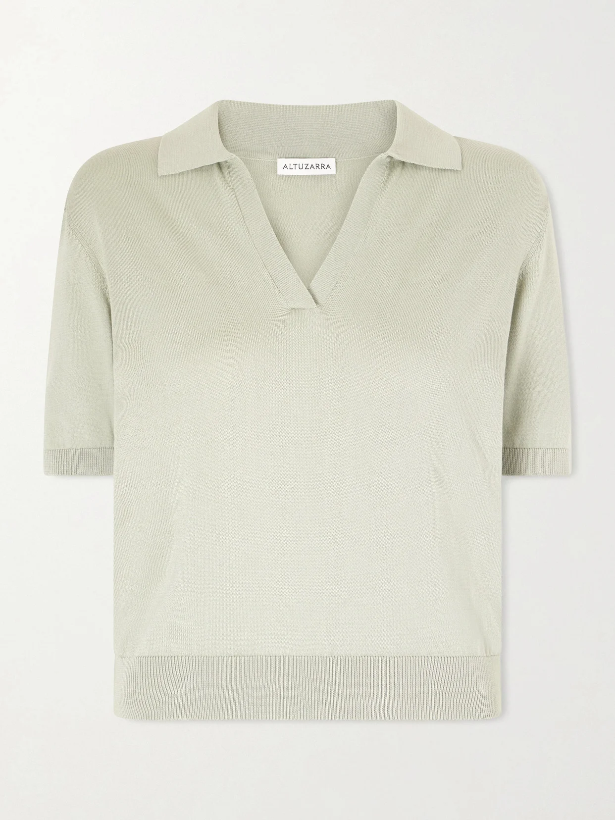 Clay Cropped Cotton And Silk-blend Polo Shirt - 1