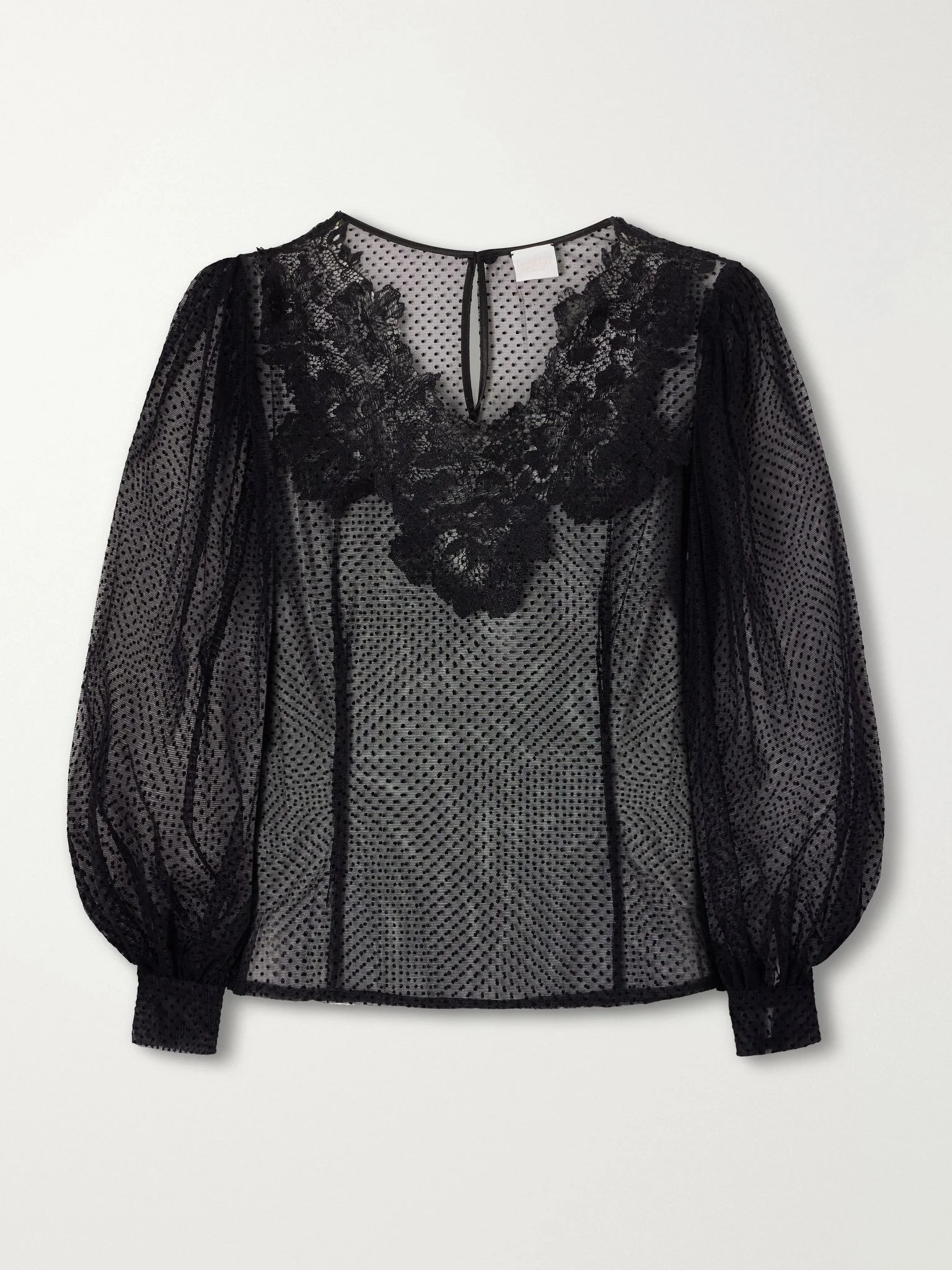 Lilly lace-trimmed organza blouse Black - 1
