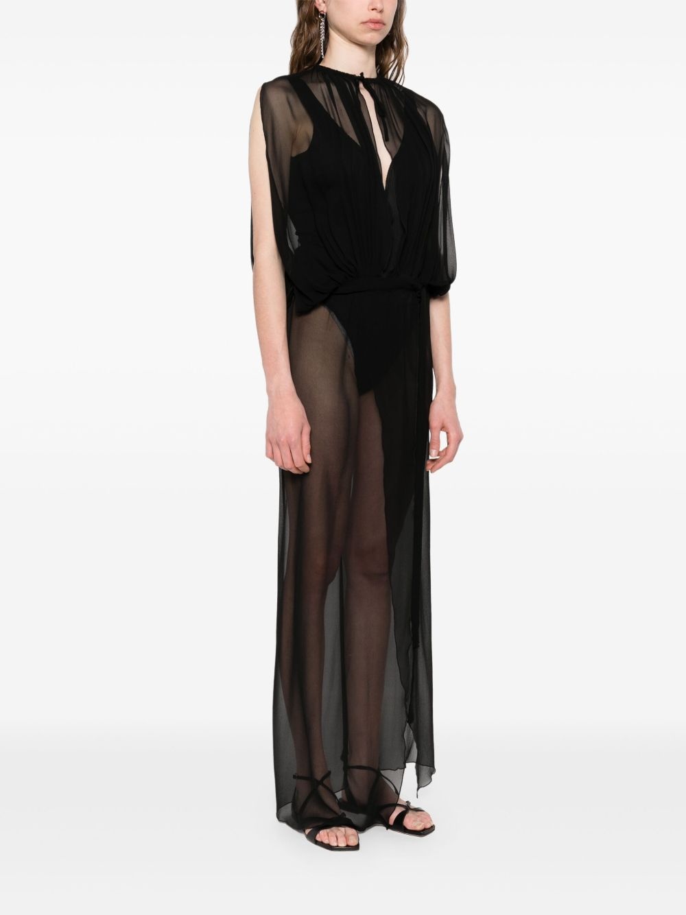 sleeveless sheer maxi dress - 3