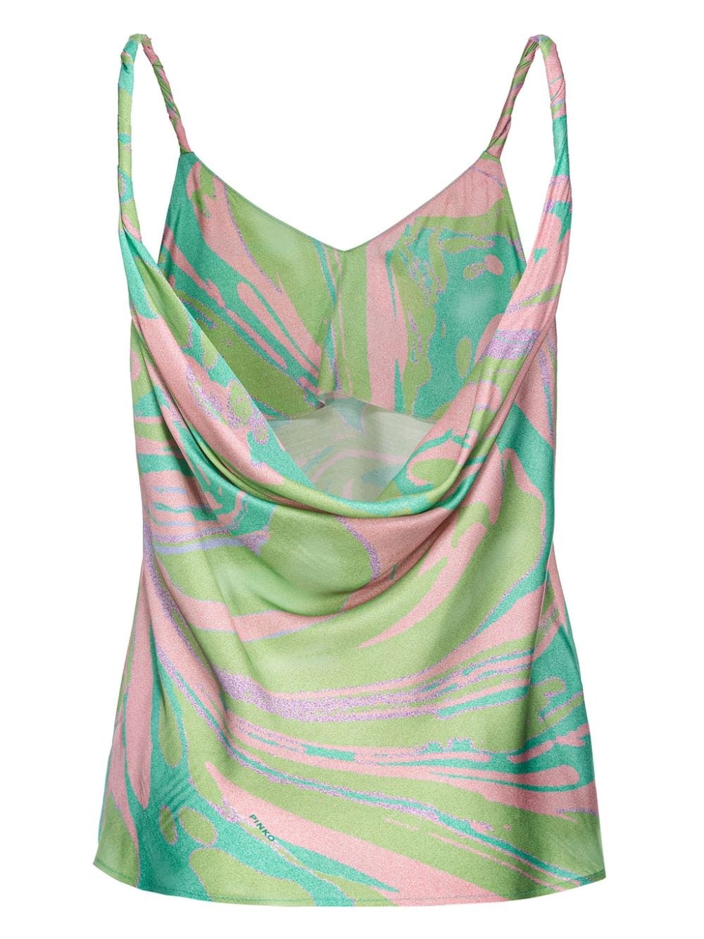 marble-print cowl-back top - 2