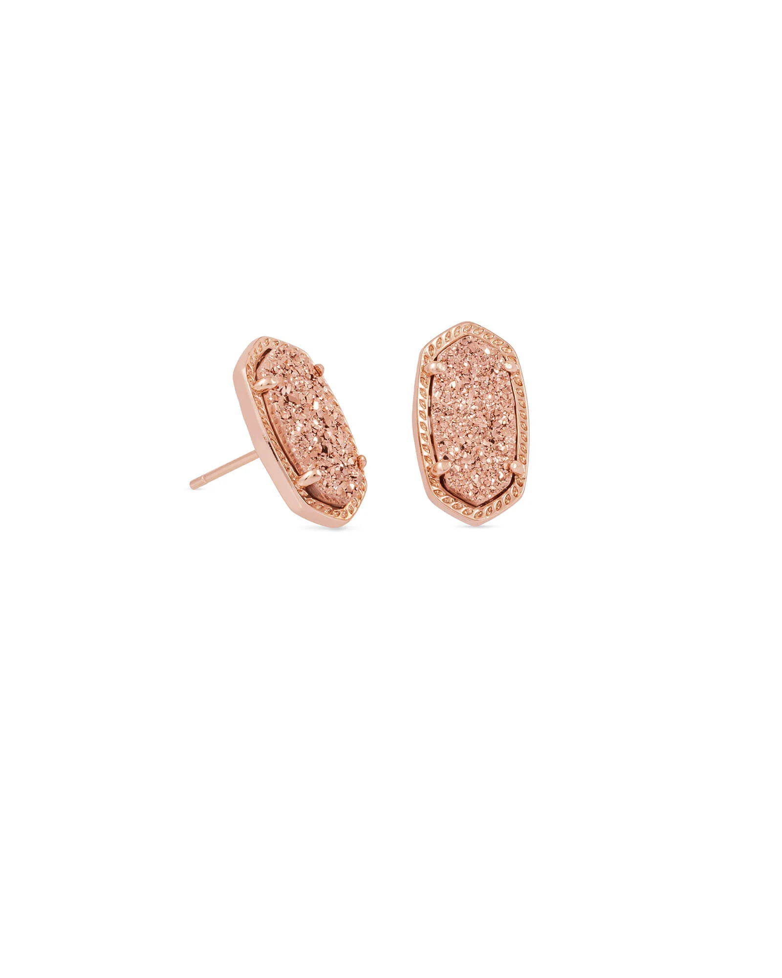 Ellie Rose Gold Stud Earrings in Rose Gold Drusy - 1
