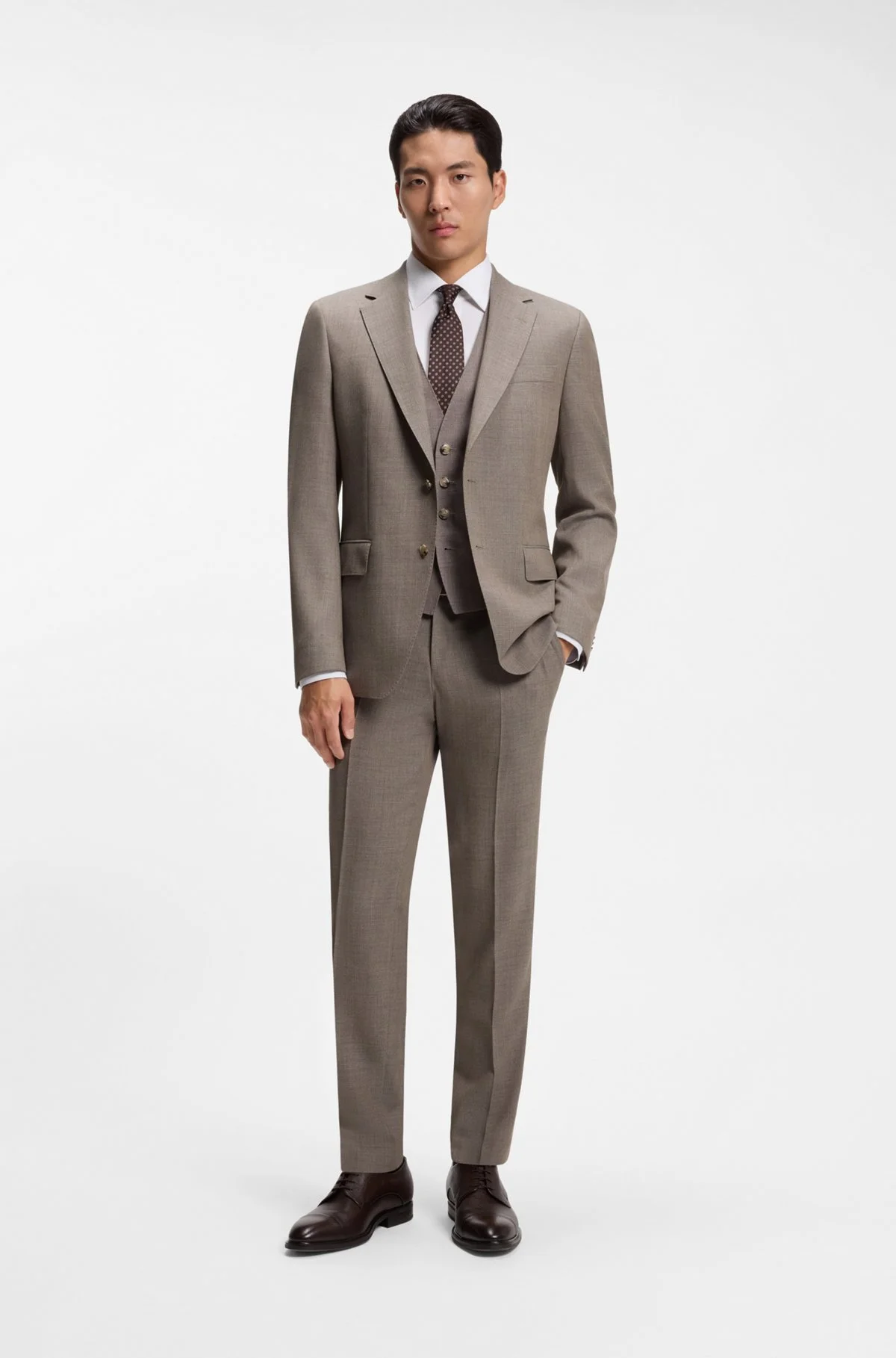 MICRO-PATTERNED SLIM-FIT SUIT IN ITALIAN VIRGIN WOOL - 1