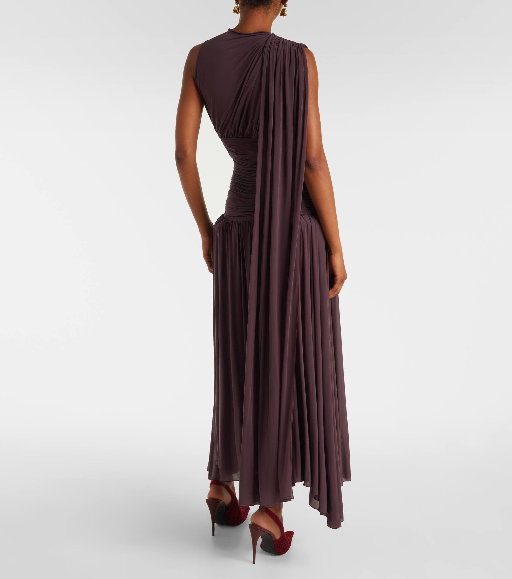Draped sheer midi dress - 3
