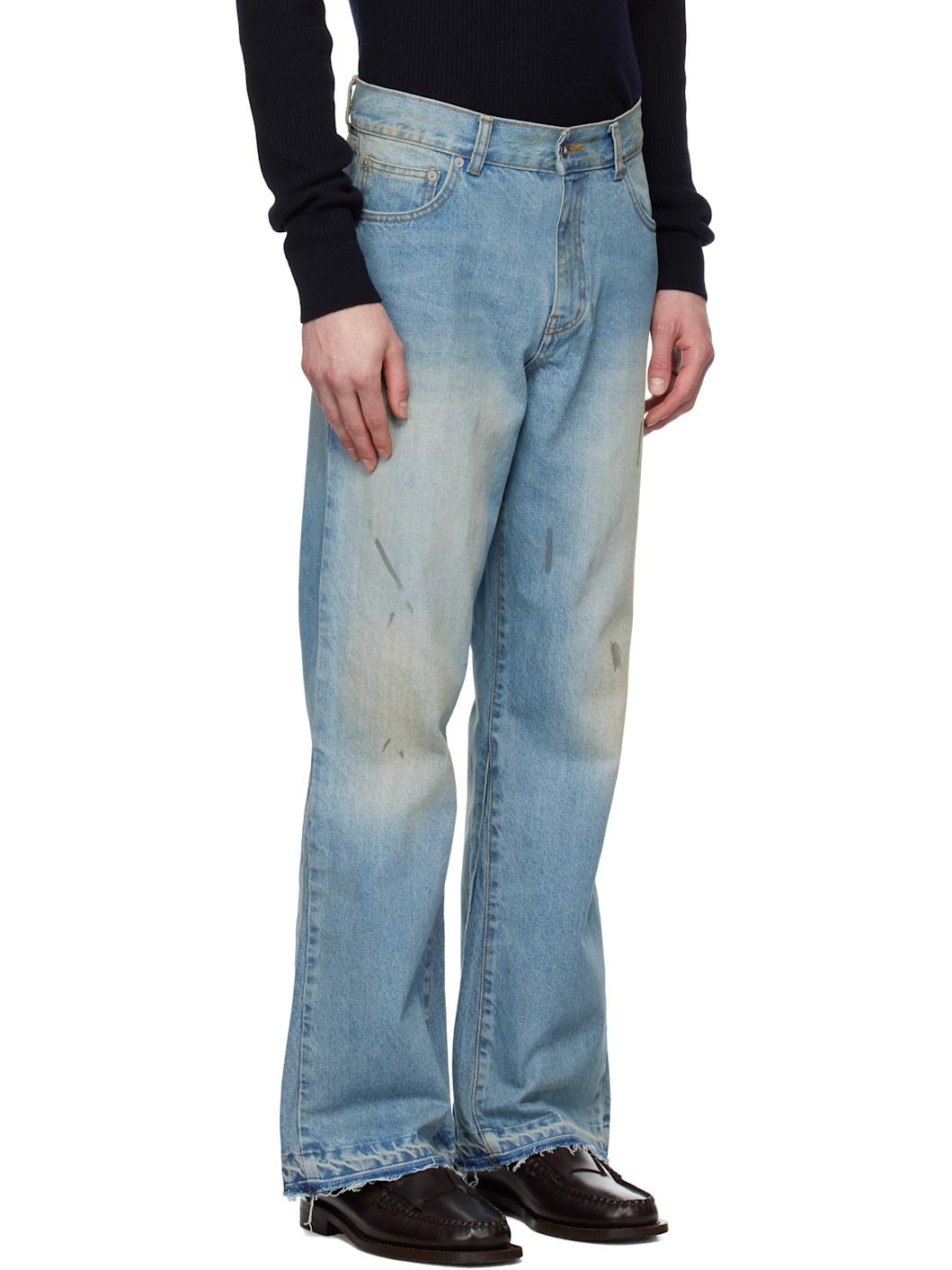 Blue Flared-Leg Reconstructed Jeans - 2