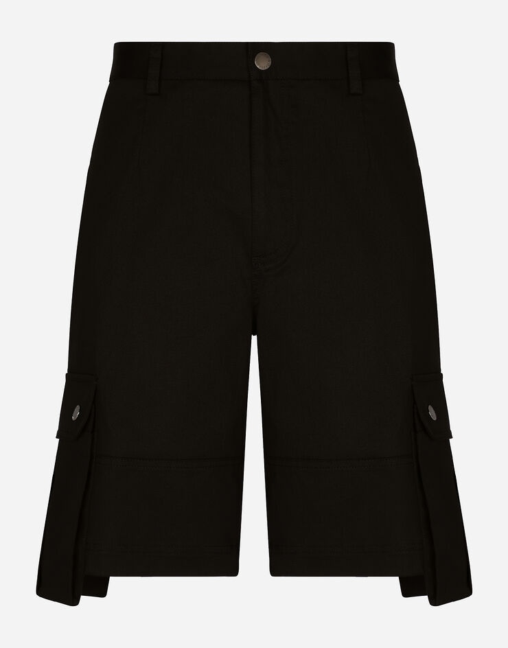 Stretch cotton cargo shorts - 1