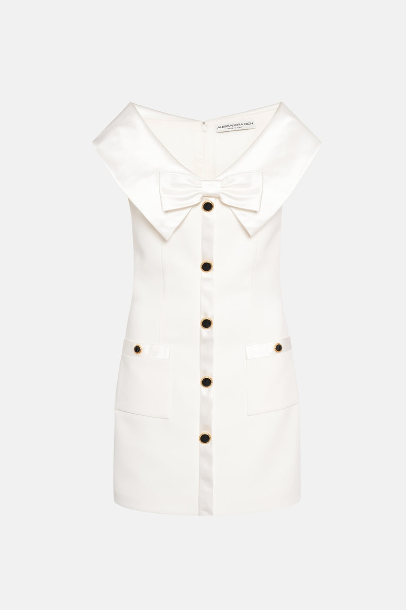 CADY MINI DRESS WITH DUCHESSE COLLAR AND BOW - 1