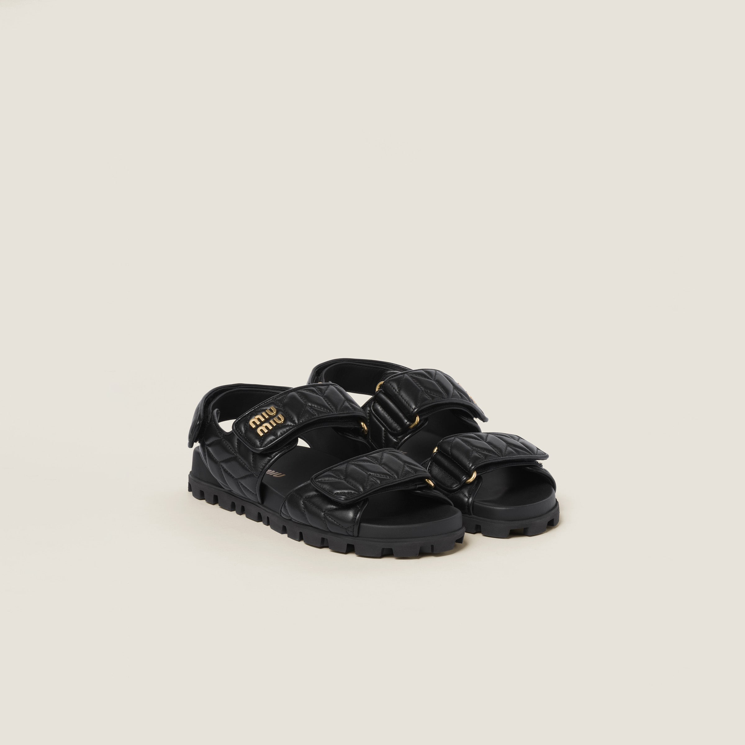 Sporty matelassé nappa leather sandals - 1
