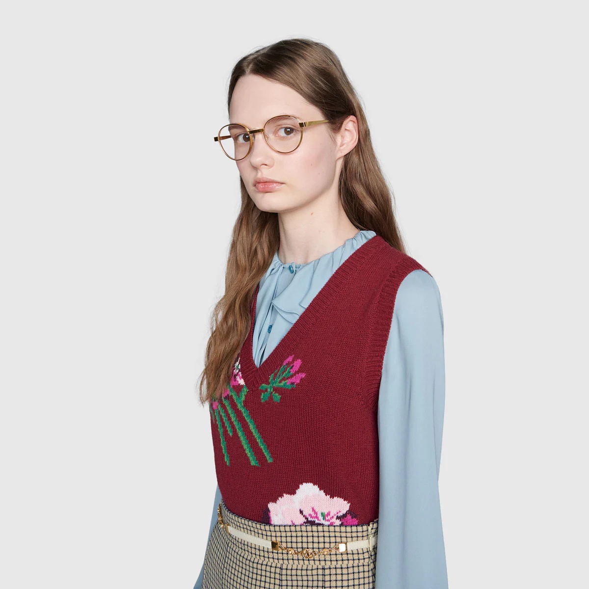 Flowers intarsia wool vest - 5