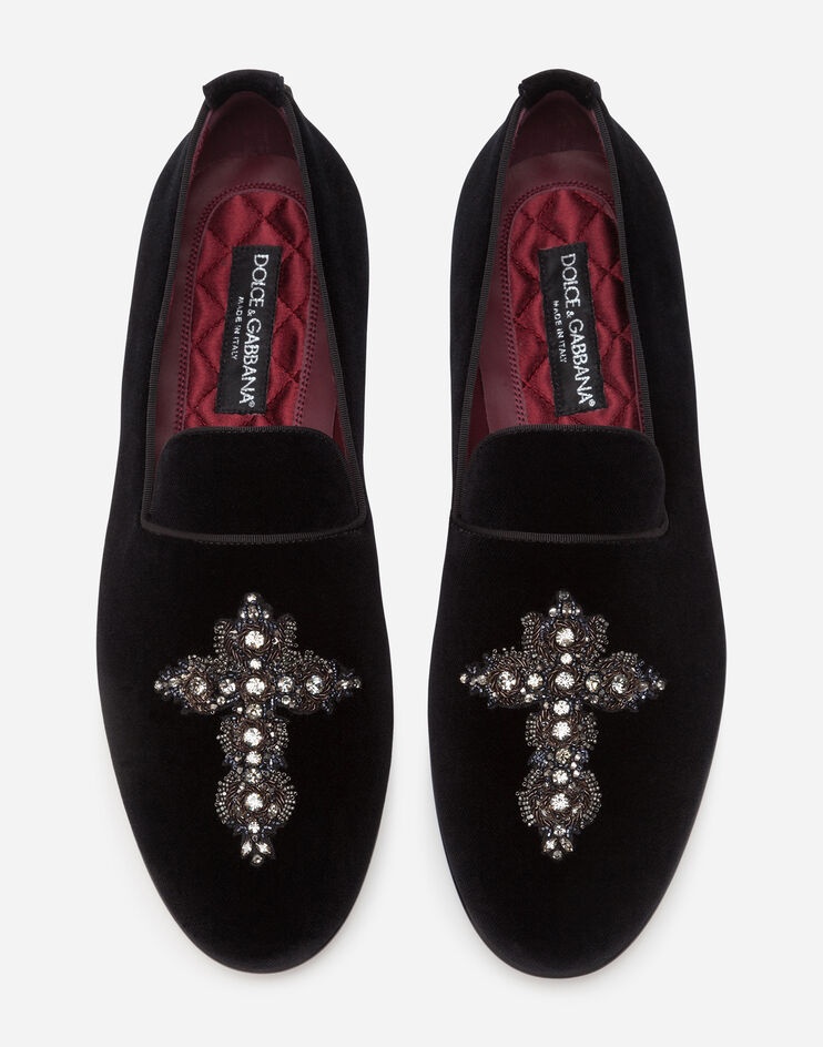 Velvet slippers with embroidery - 4