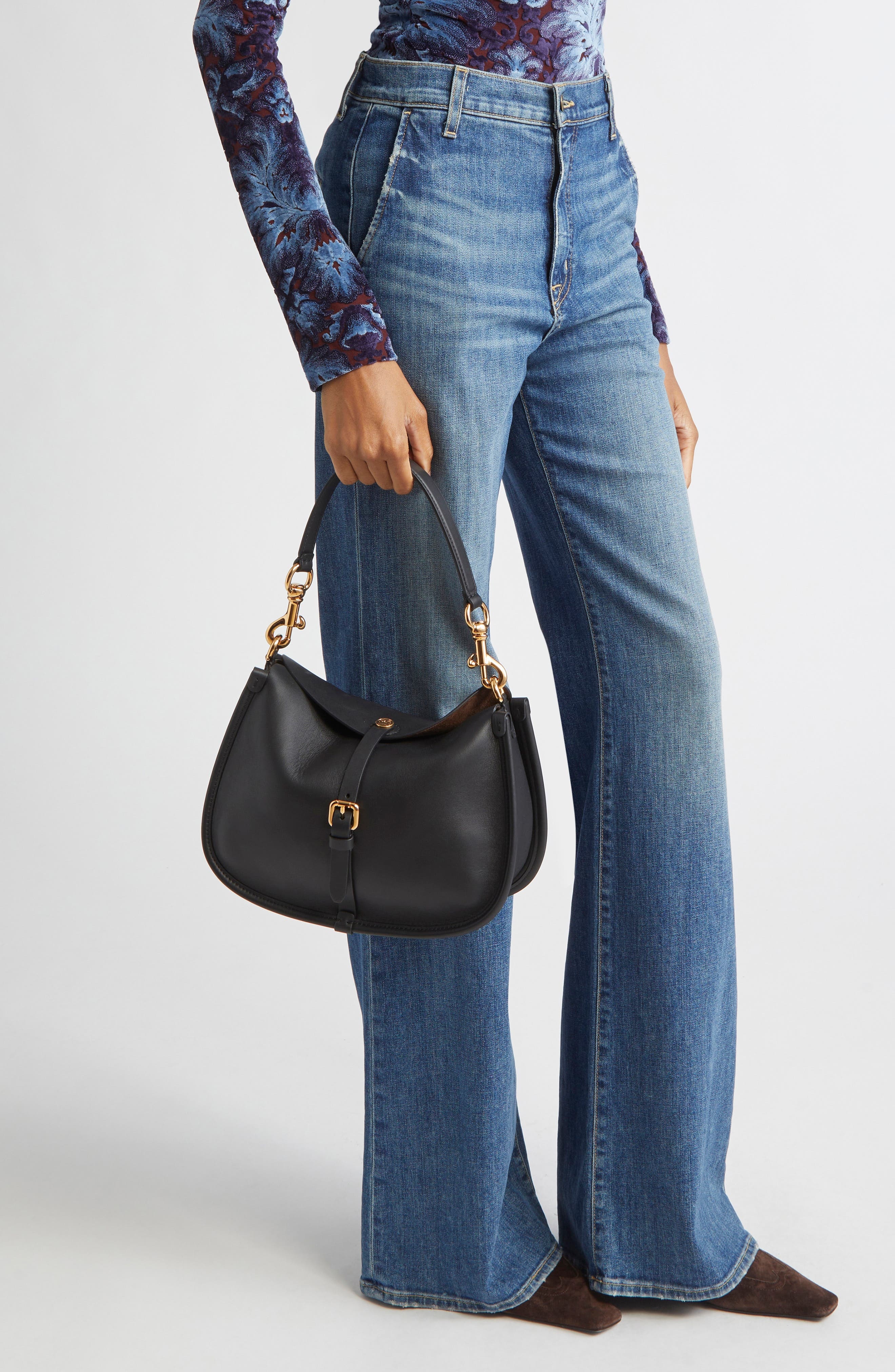Etro Leather Hobo Bag in N0000 Black at Nordstrom - 3