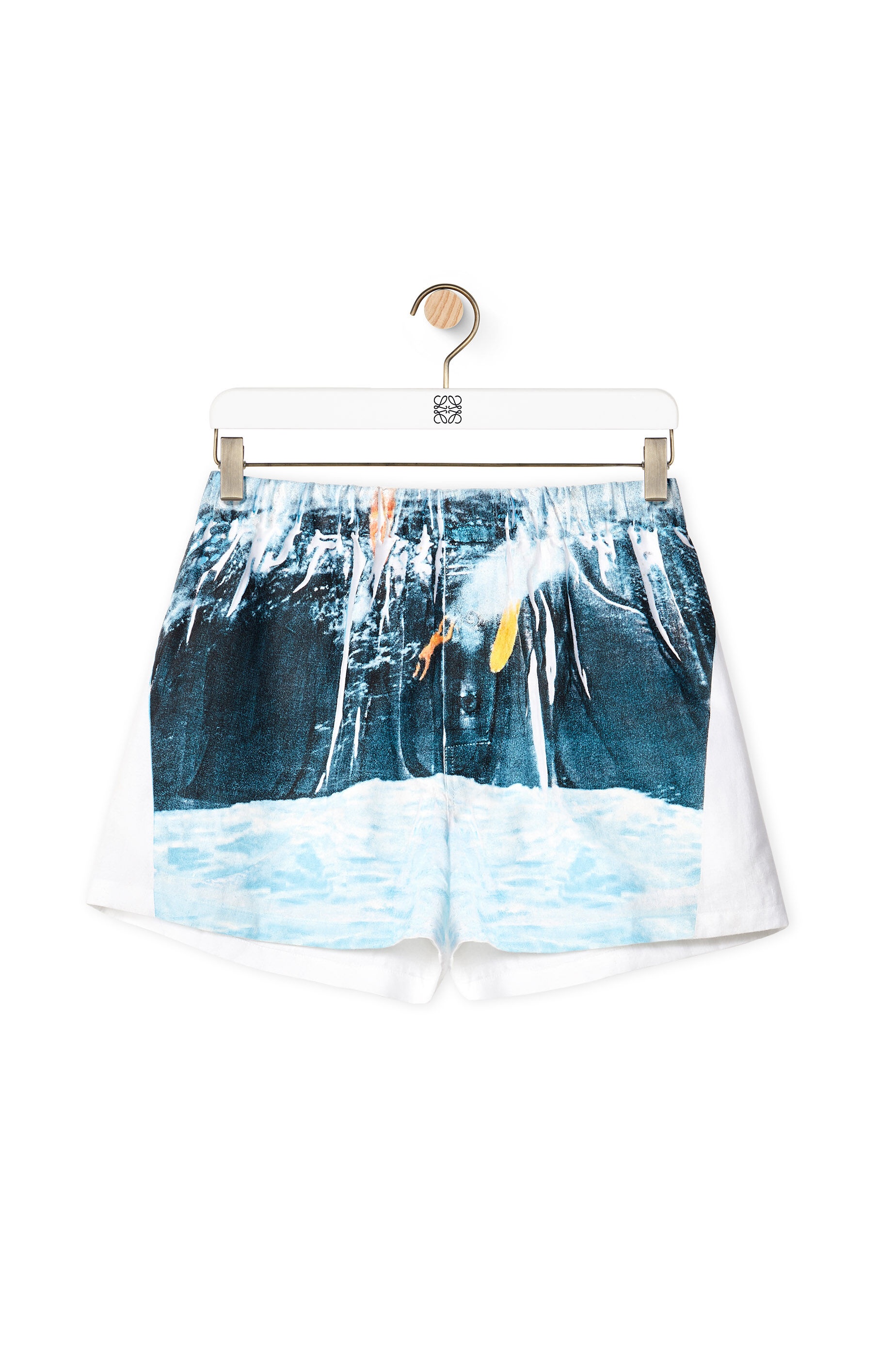 Surf print short pants in linen - 1