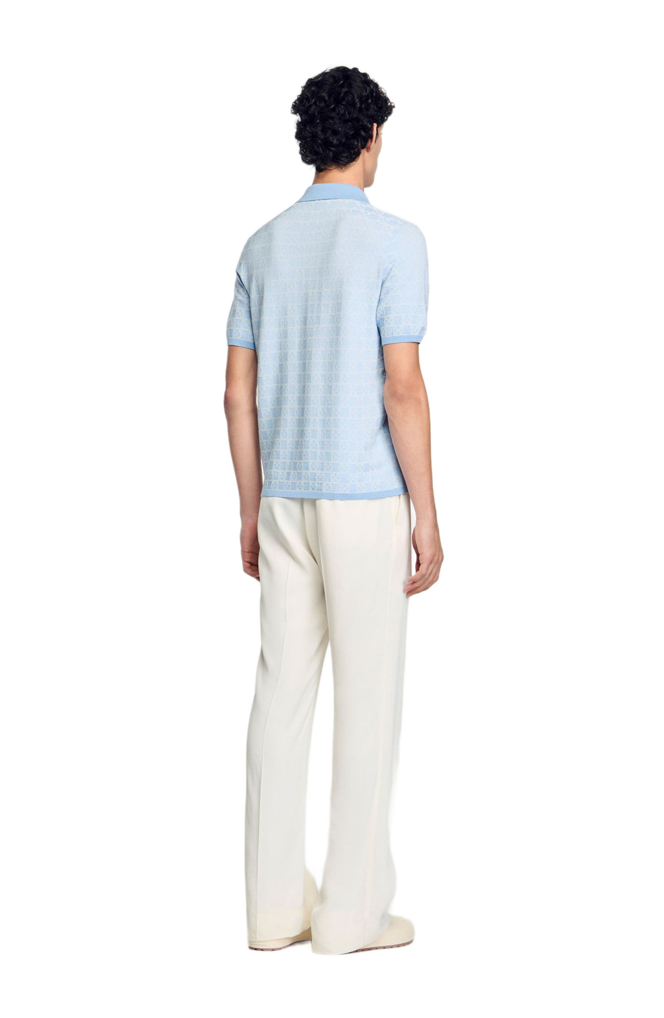SANDRO Square Cross polo shirt in Blue Sky at Nordstrom - 2