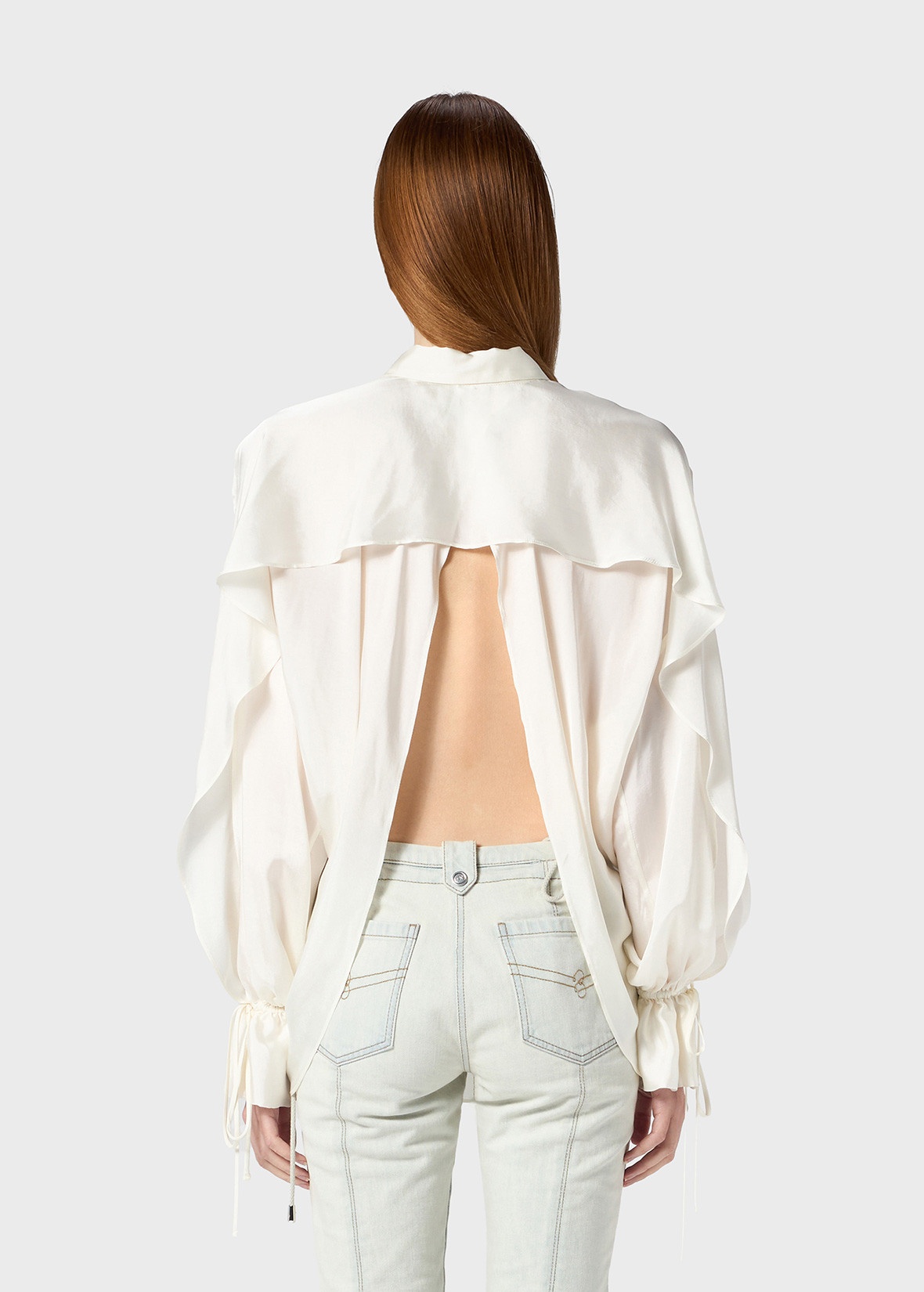 V-NECK BLOUSE IN TWILL - 4