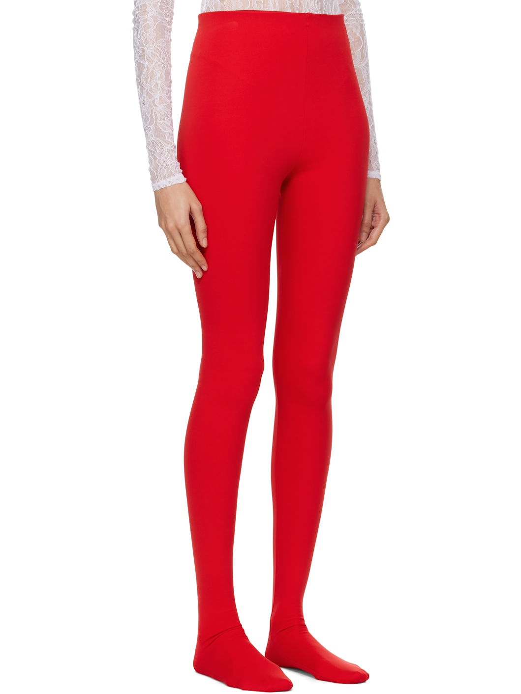 Red Opaque Leggings - 2