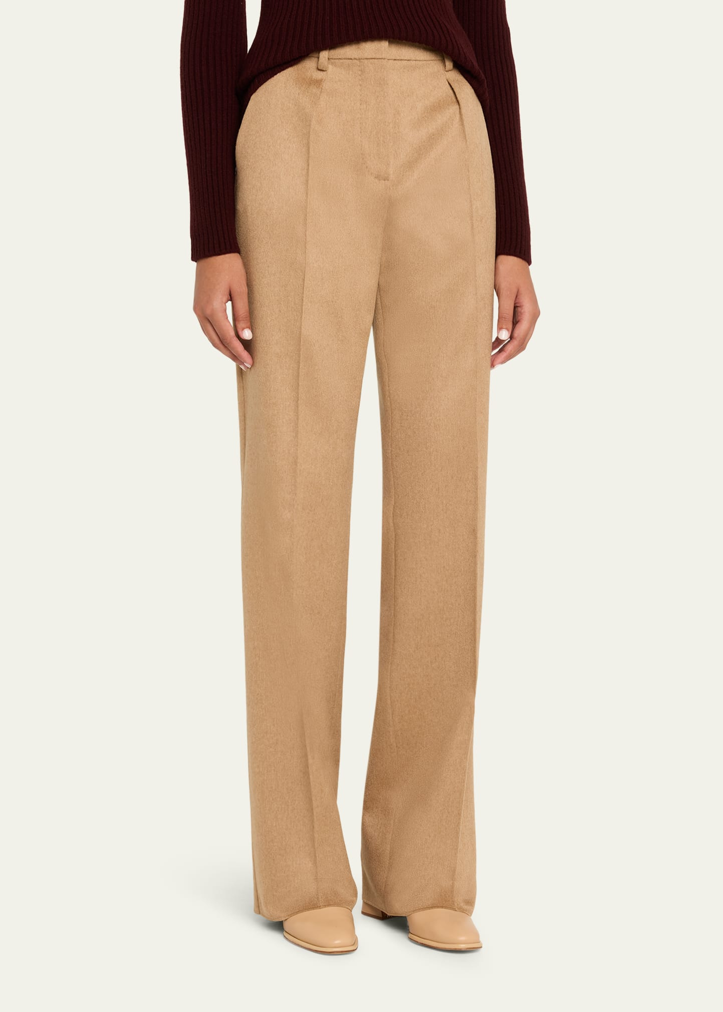Carbone Pleated Wool Straight-Leg Trousers - 3