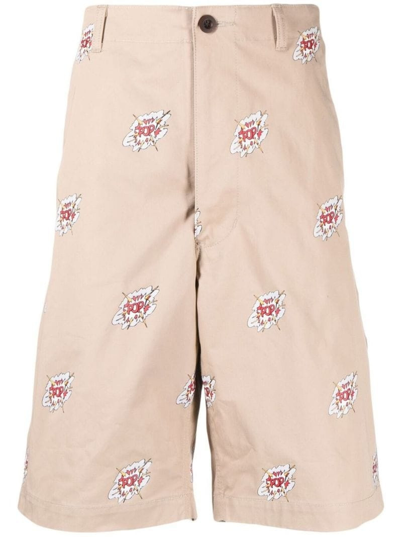 graphic-print cotton shorts - 1