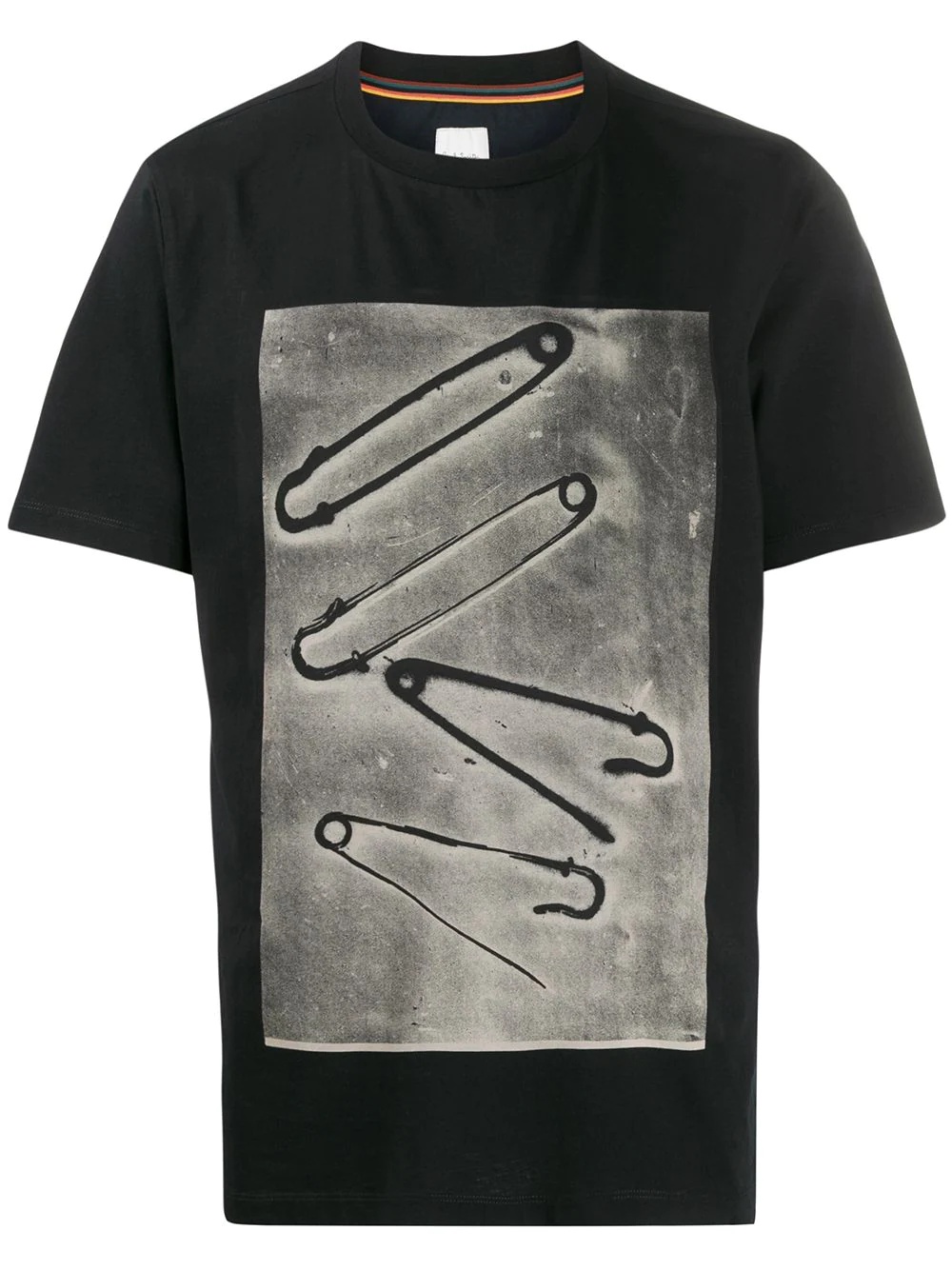 safety pin print crew neck T-shirt - 1