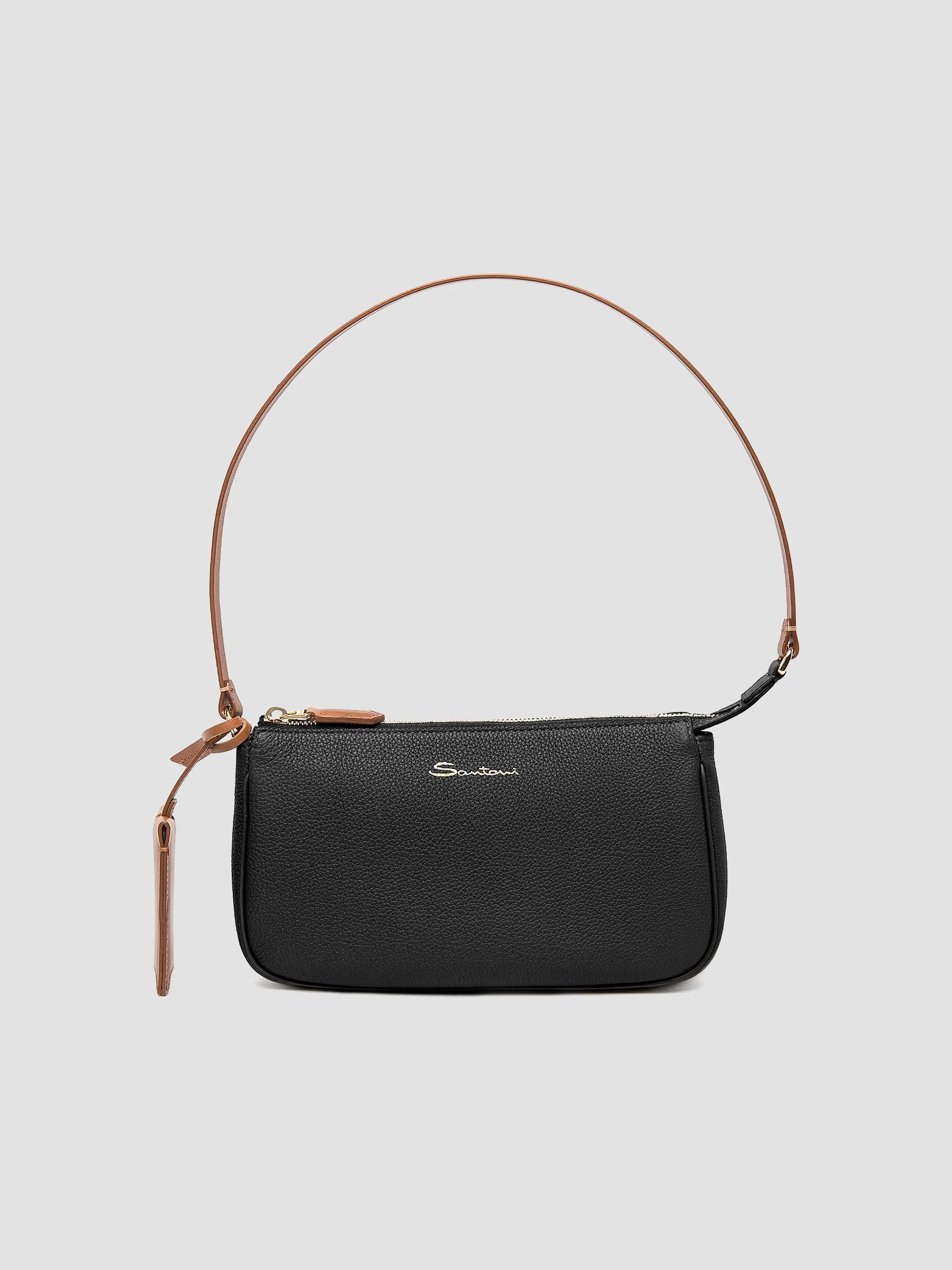 Women's Mini Leather Shoulder Bag - Black - 1