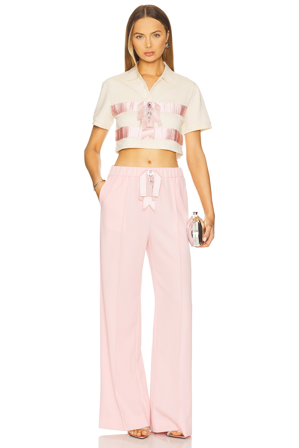 Crystal Bow Cropped Polo - 4