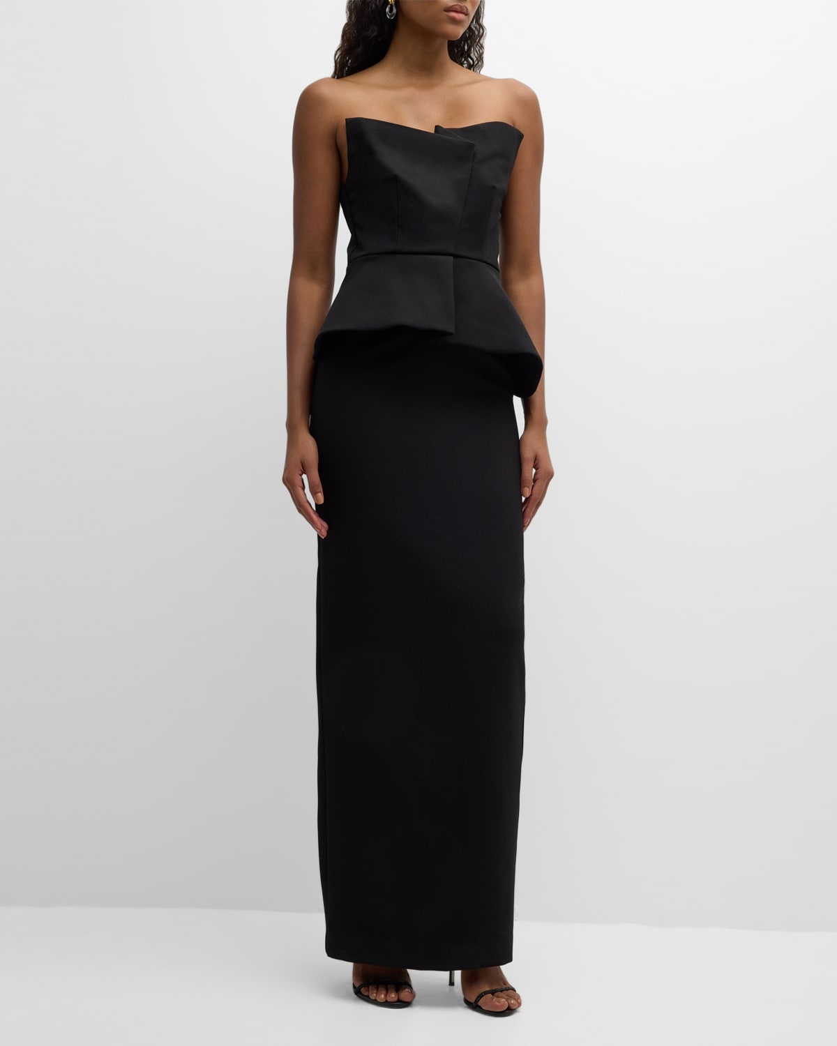 Strapless Crepe Gown with Gathered Bodice - 2