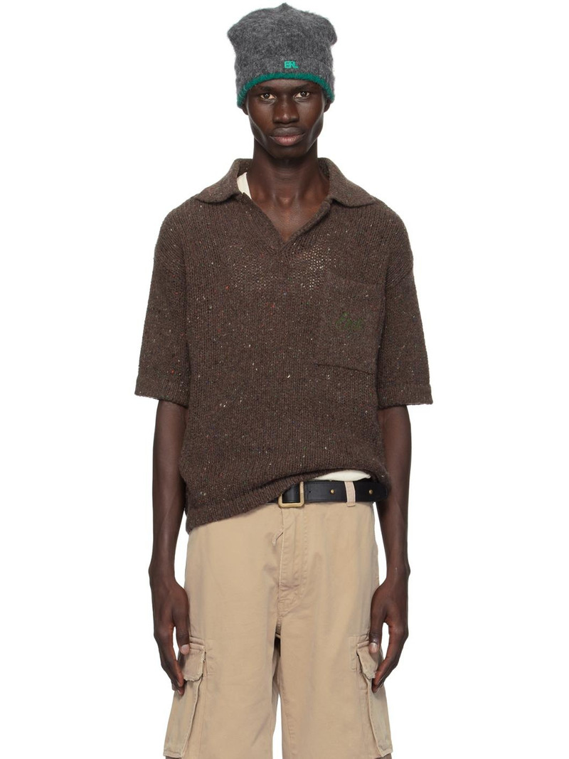 Brown Embroidered-Logo Polo - 1