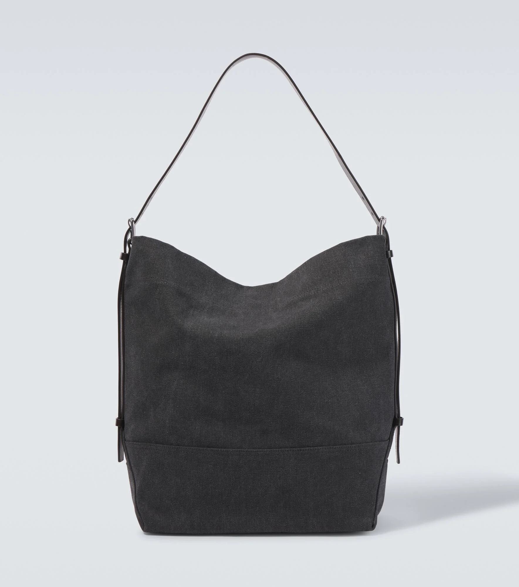 Leather-trimmed canvas tote bag - 1