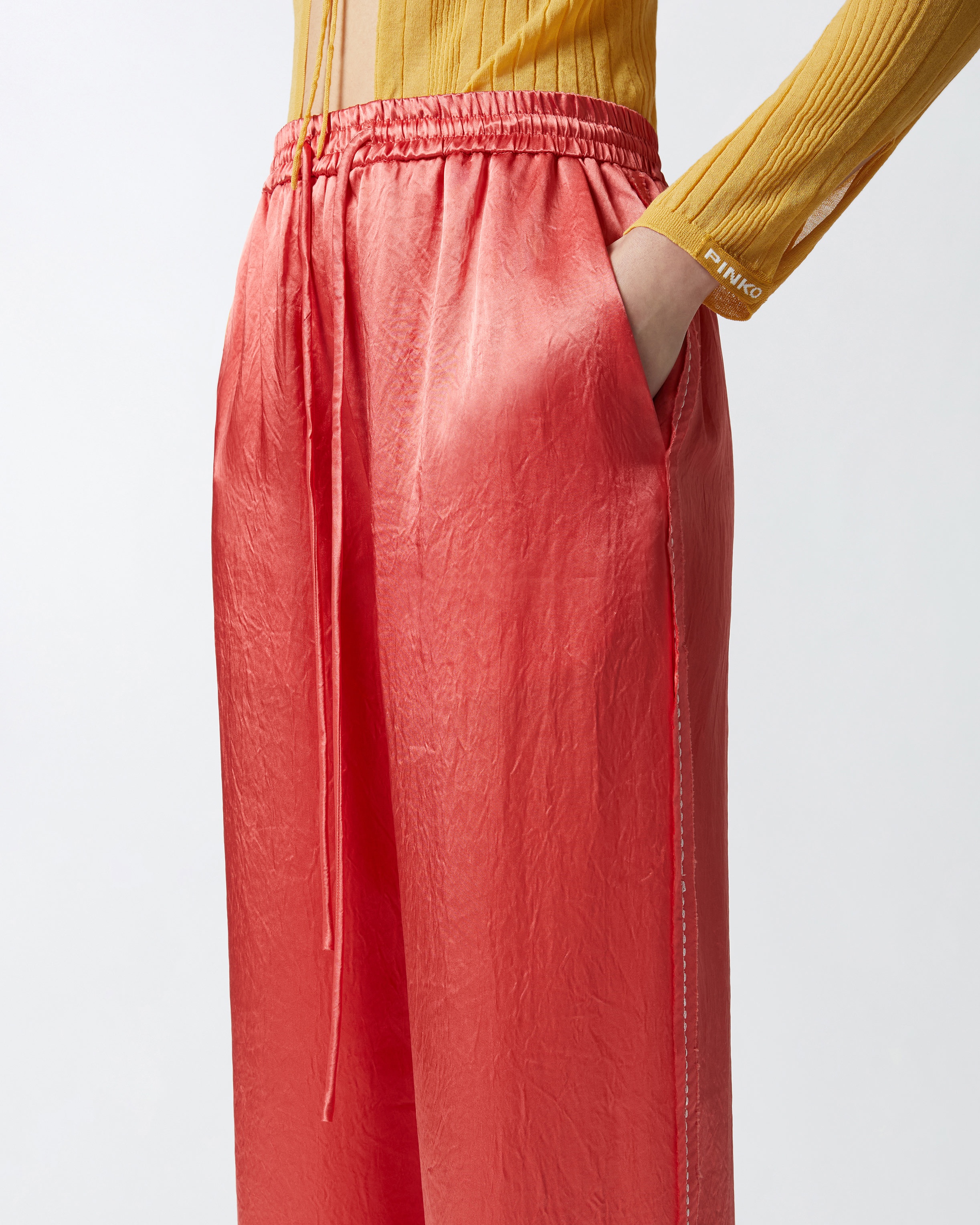 PYJAMA-STYLE PALAZZO TROUSERS IN SATIN - 5