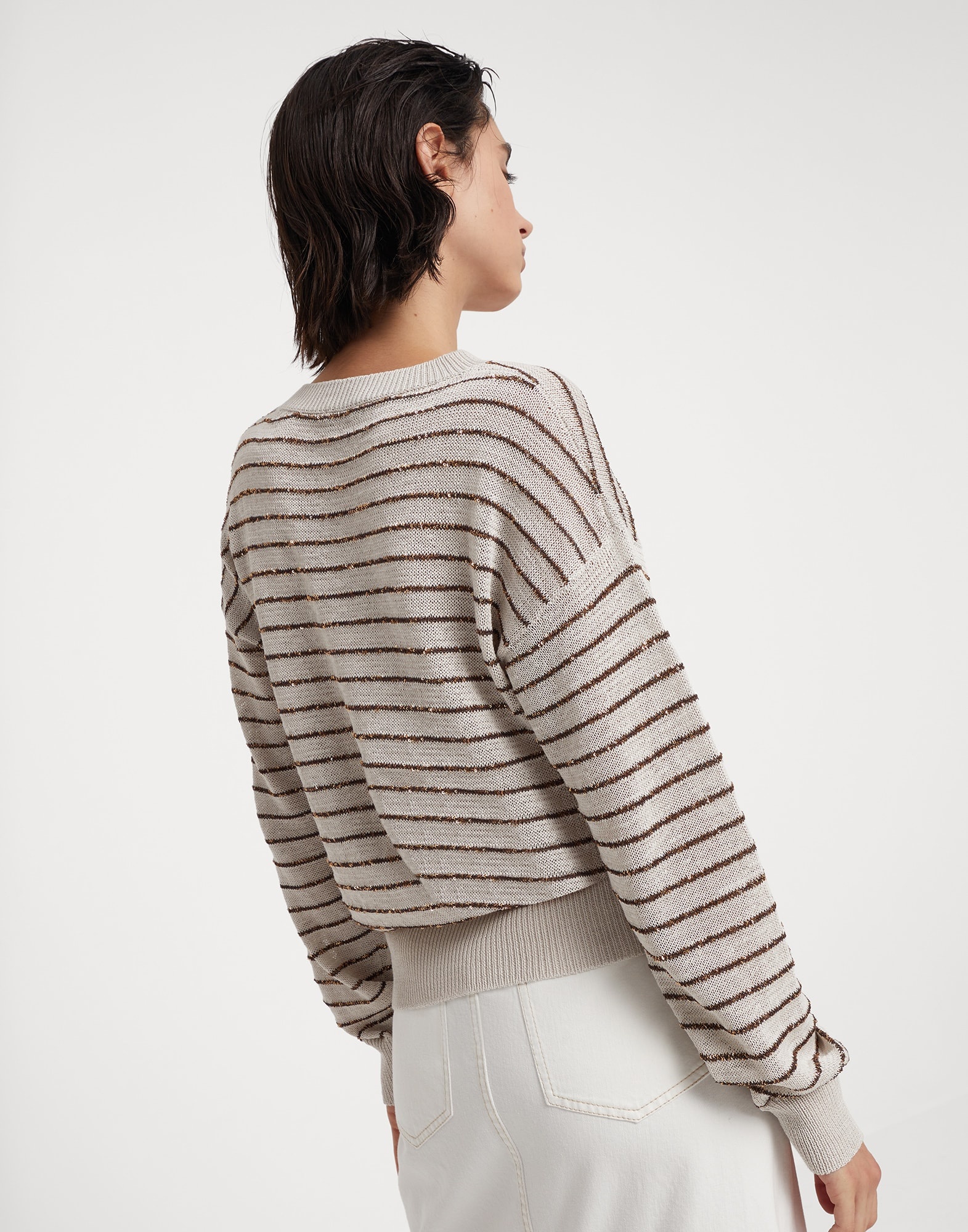 Brunello Cucinelli Cotton dazzling stripes sweater outlook