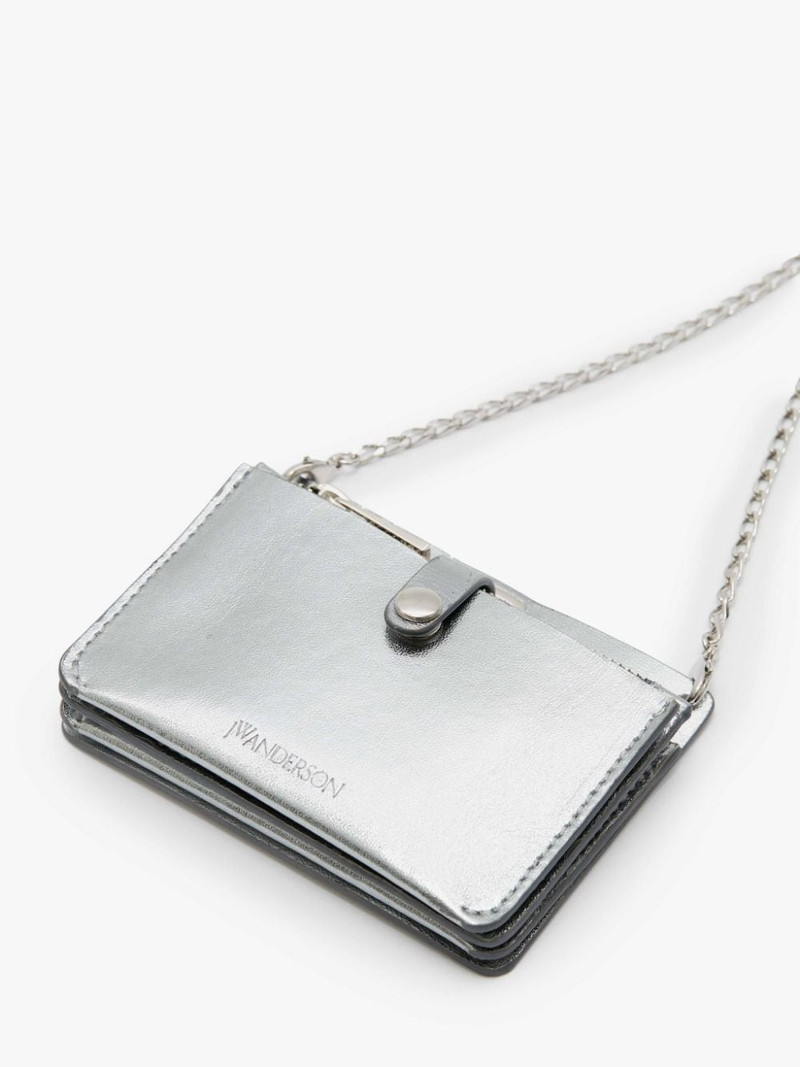 ACCORDION LEATHER CARD CASE WITH CHAIN STRAP 4