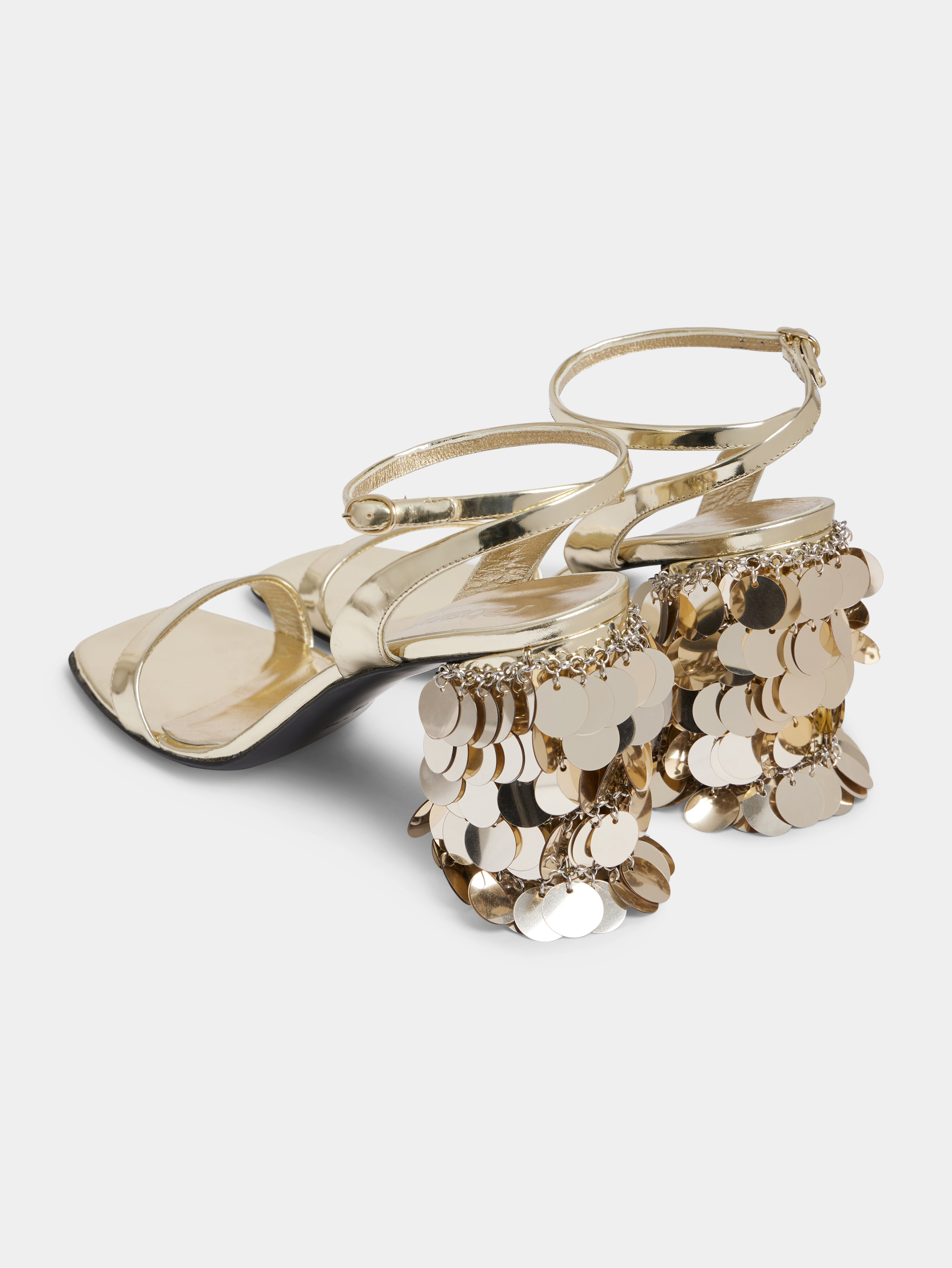 GOLD SANDALS WITH SEQUINS HEELS - 2