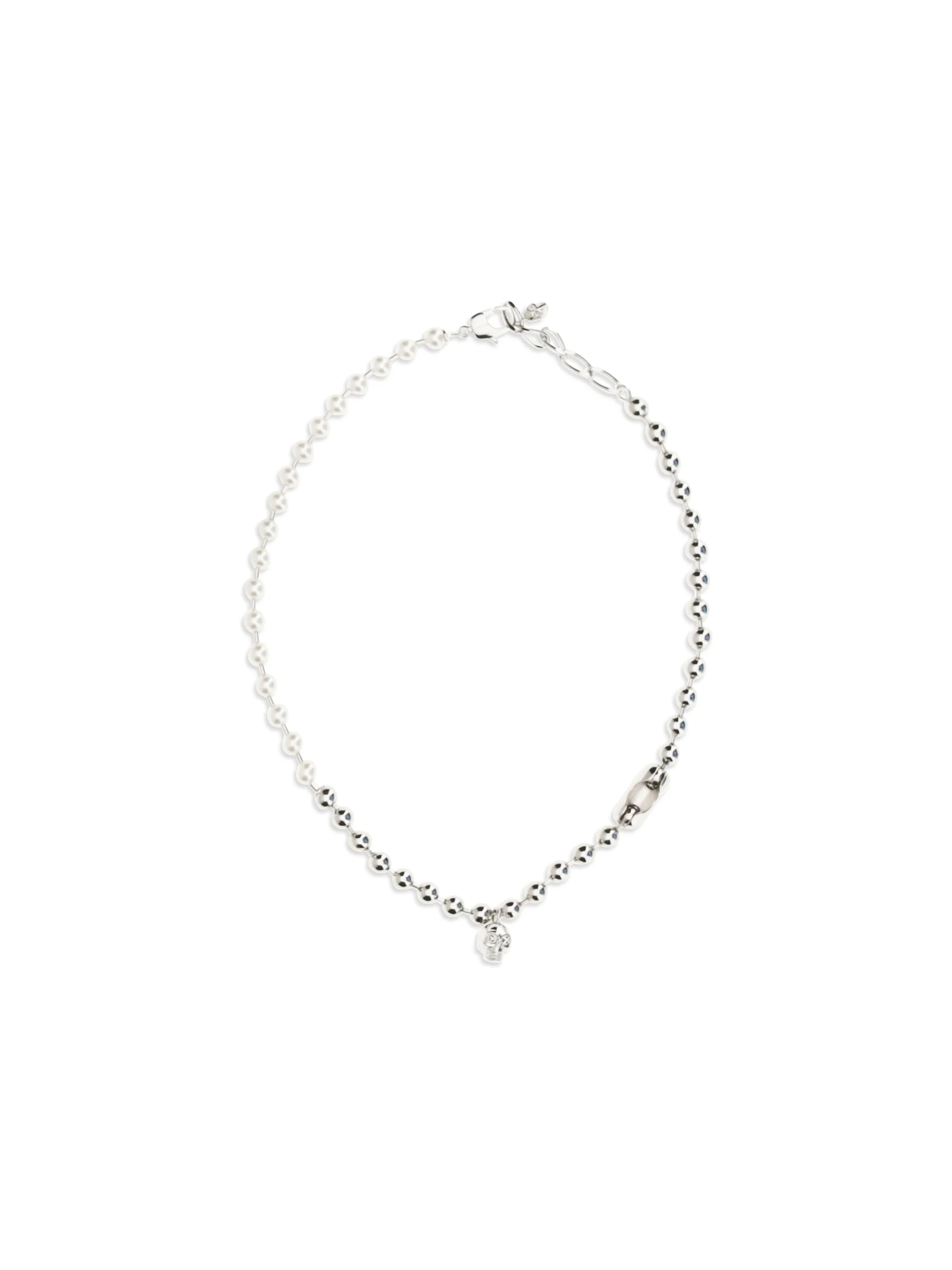 Alexander Mcqueen Men Pearl Skull Necklace - 1